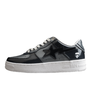 BAPE STA Black Patent Leather Low-Top Sneakers