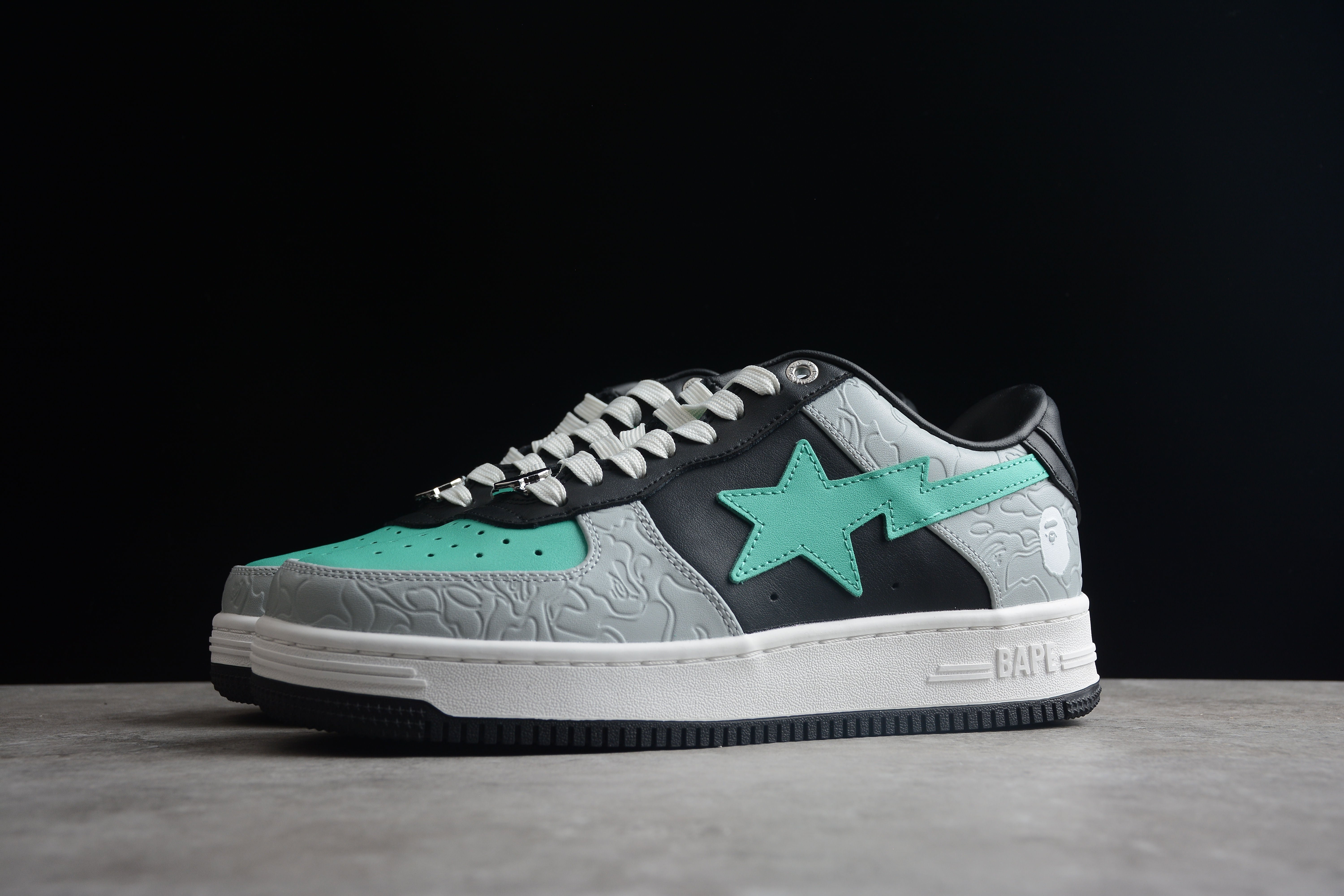 BAPE STA Low-Top Aqua and Grey Sneakers - Image 8