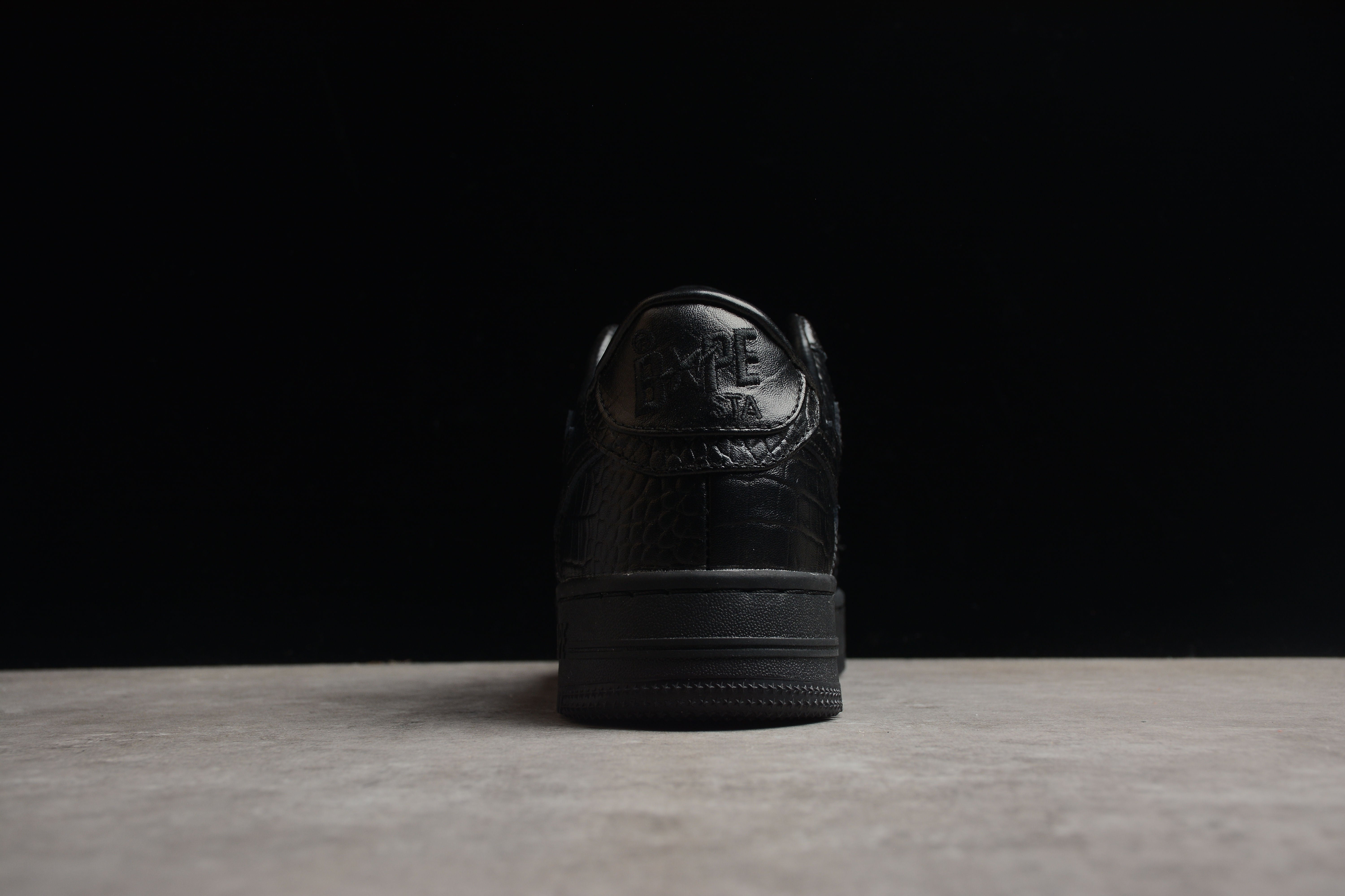 BAPE STA Low-Top Black Croc-Embossed Sneakers - Image 4