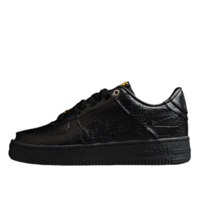 BAPE STA Low-Top Black Croc-Embossed Sneakers