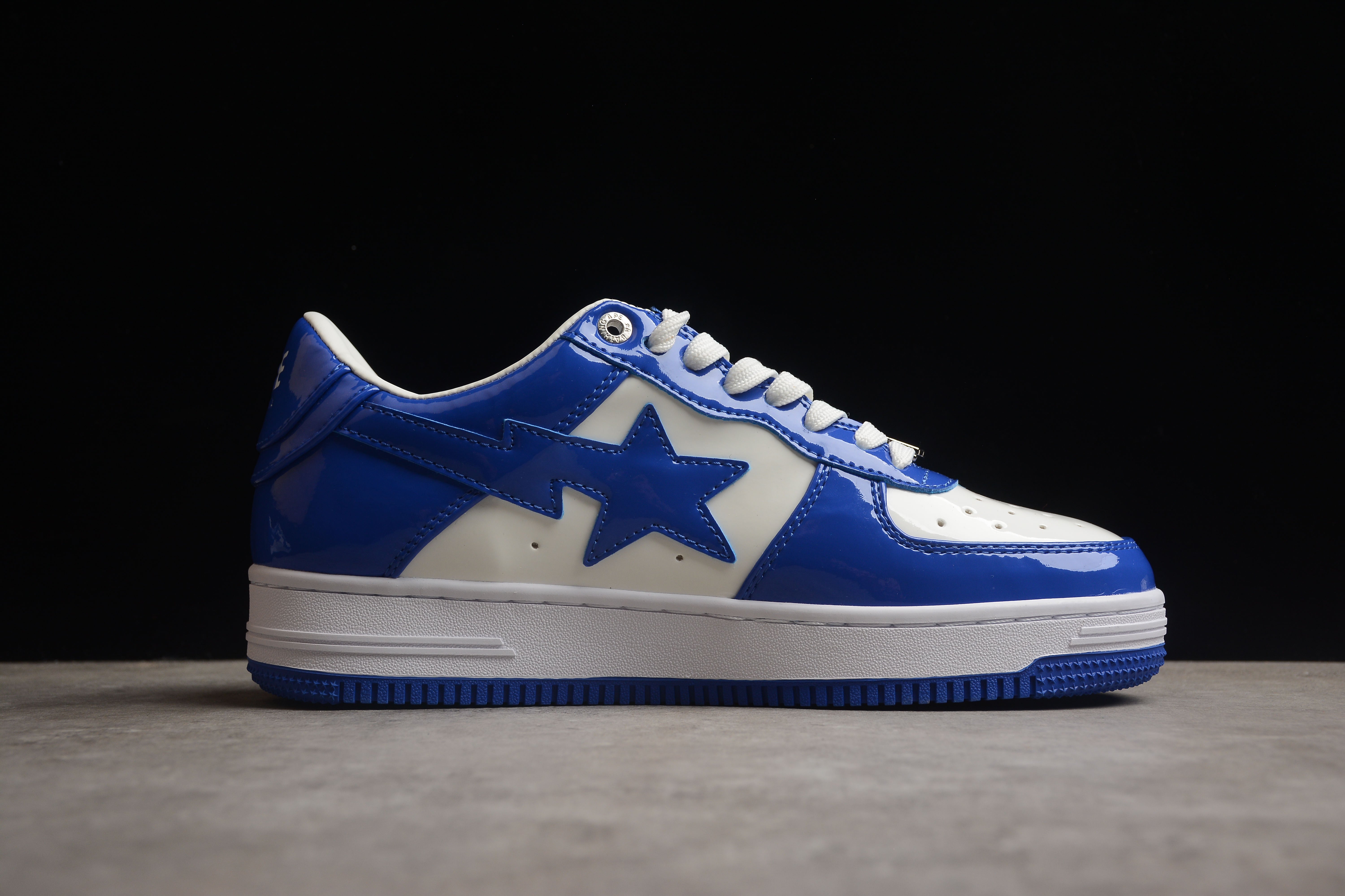 BAPE STA Low-Top Blue and White Patent Leather Sneakers - Image 7