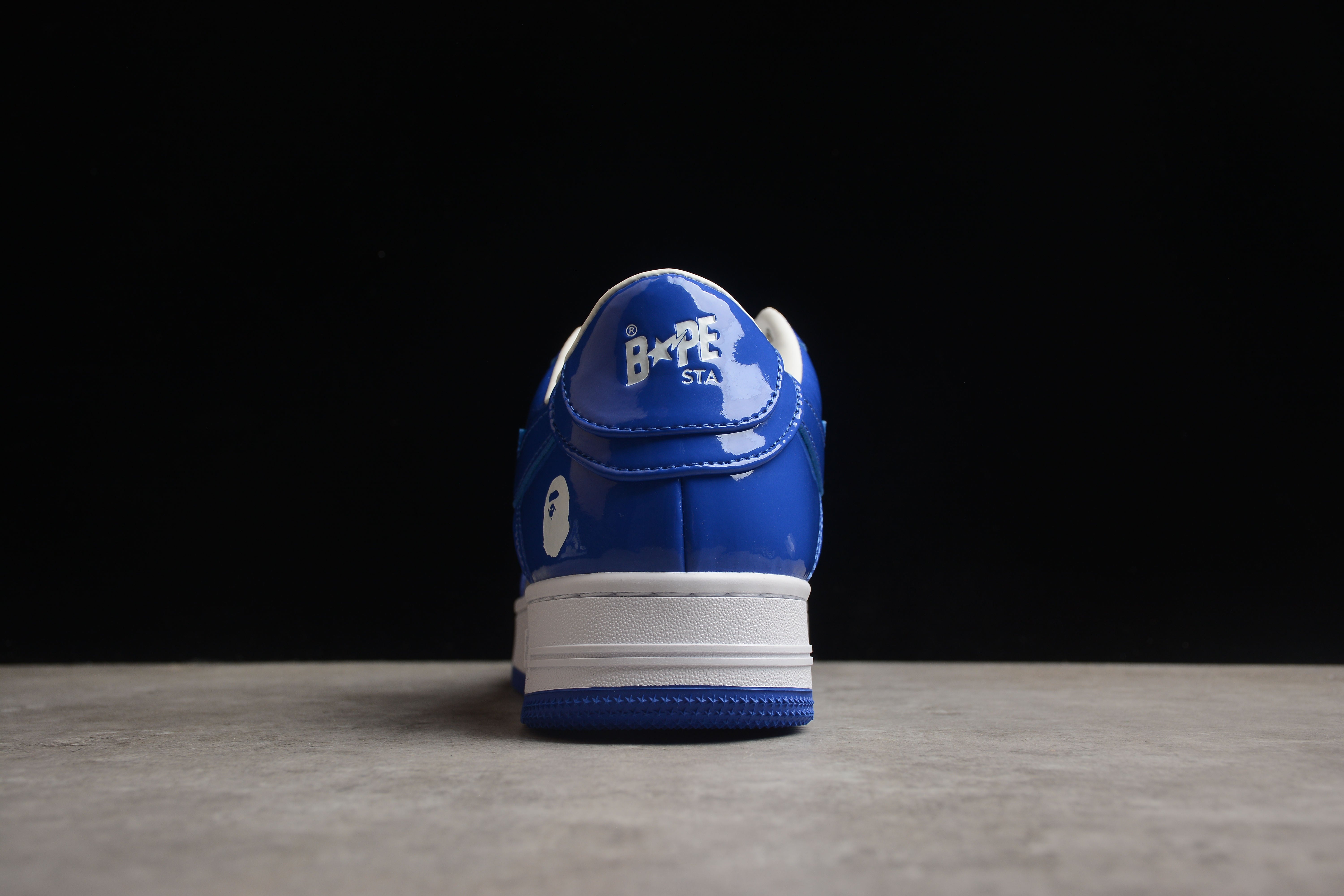 BAPE STA Low-Top Blue and White Patent Leather Sneakers - Image 4