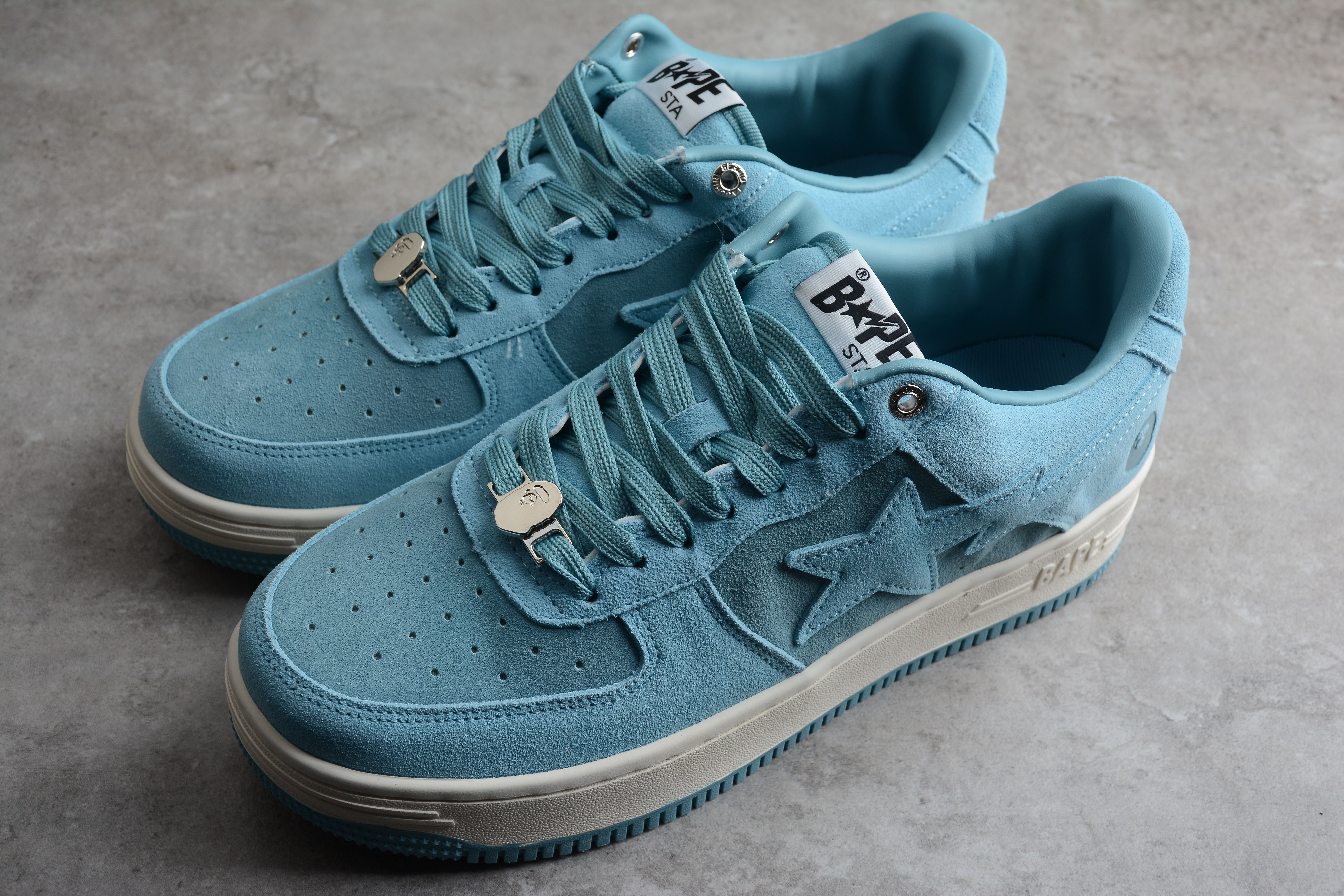 BAPE STA Low-Top Blue Suede Sneakers - Image 3