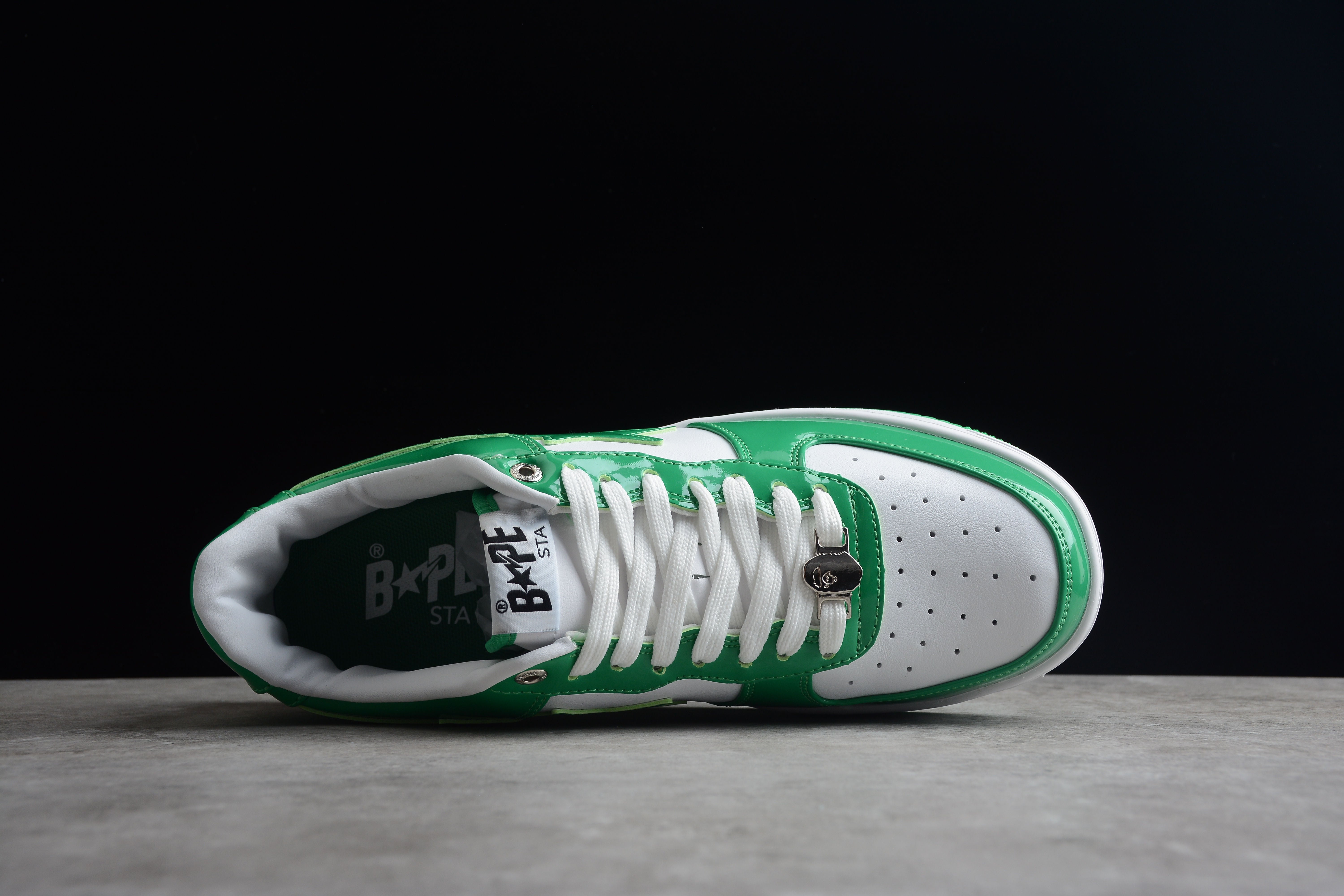 BAPE STA Low-Top Green and White Sneakers - Image 6