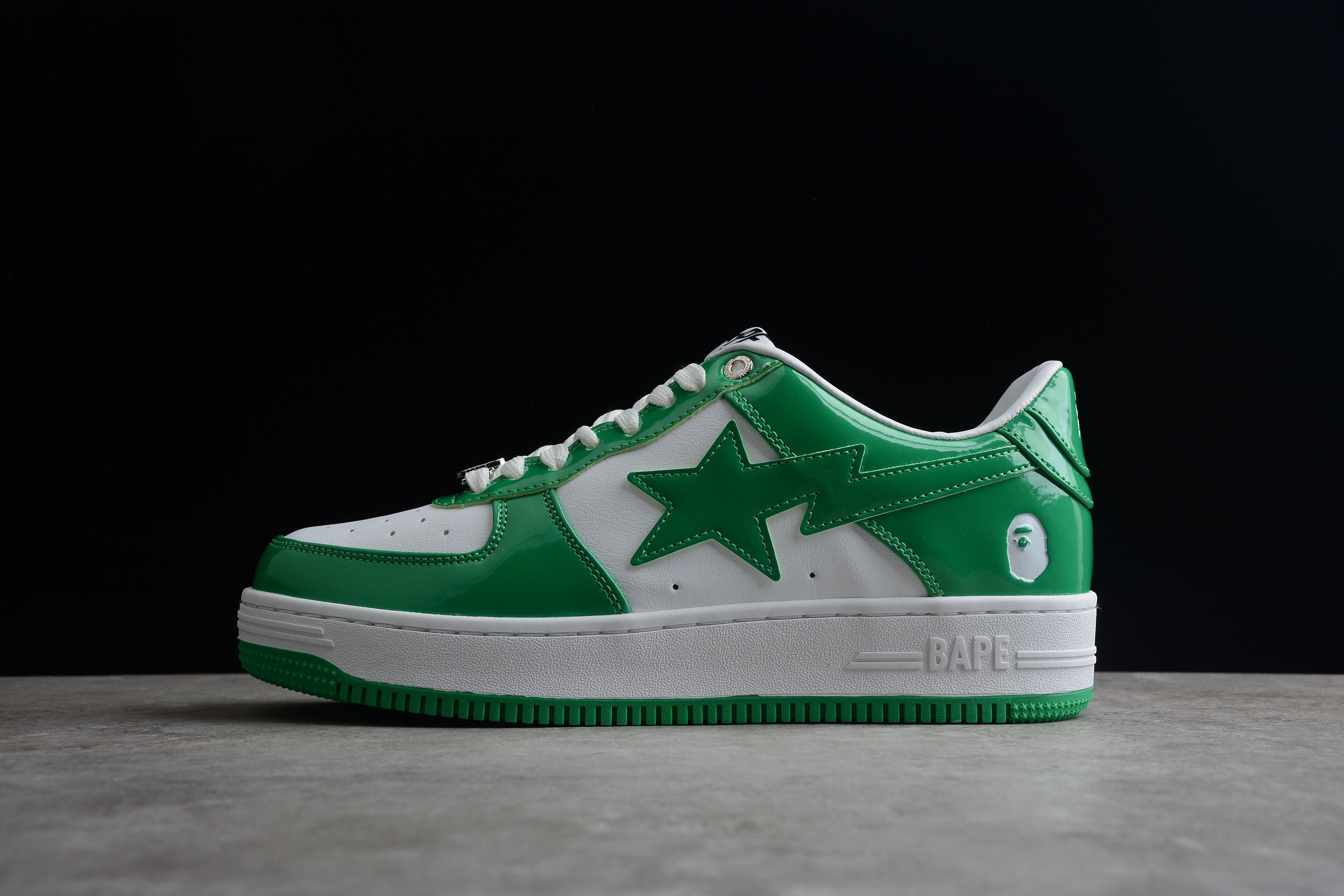 BAPE STA Low-Top Green and White Sneakers - Image 2