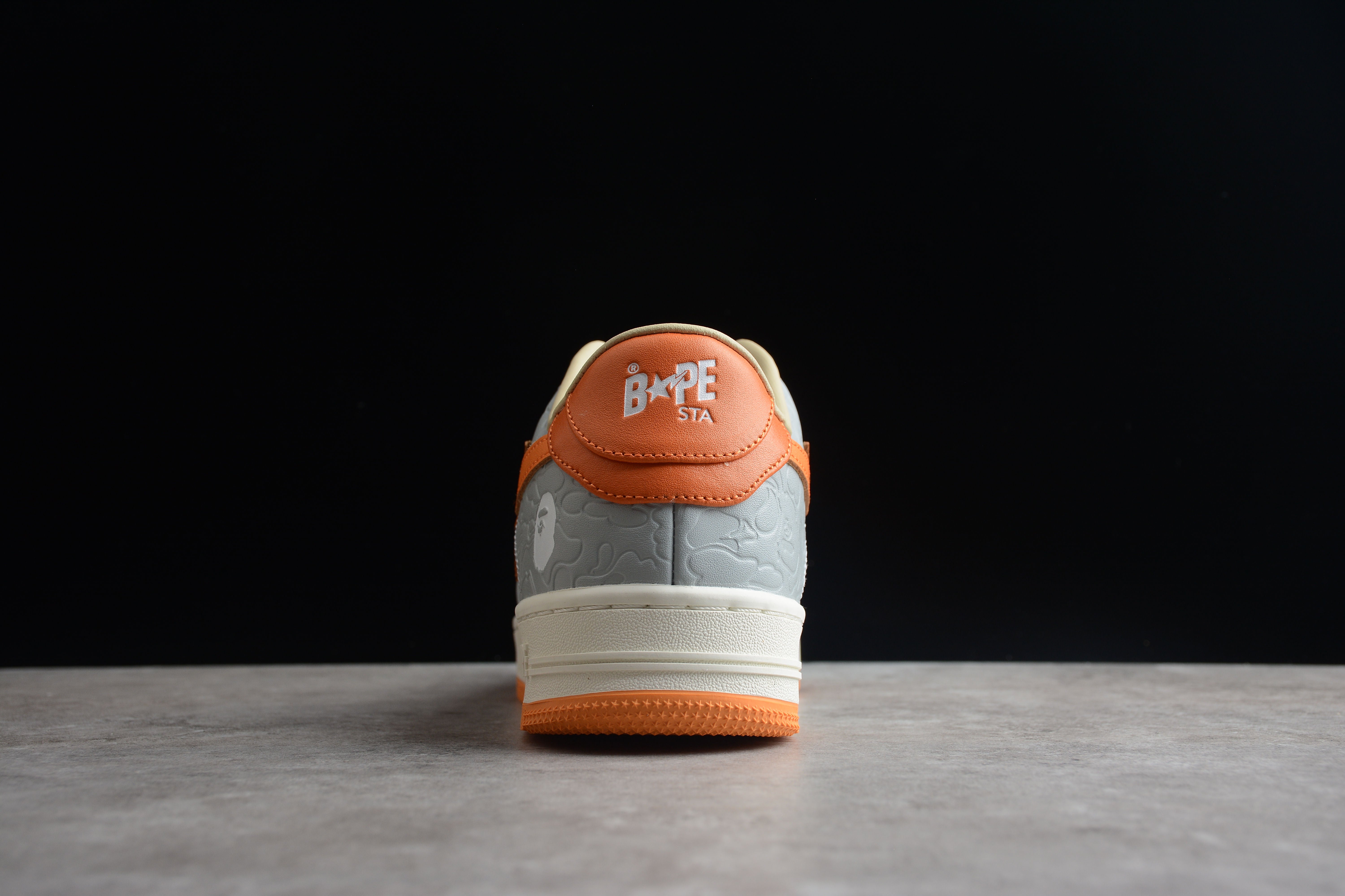 BAPE STA Low-Top Orange and Grey Sneakers - Image 4