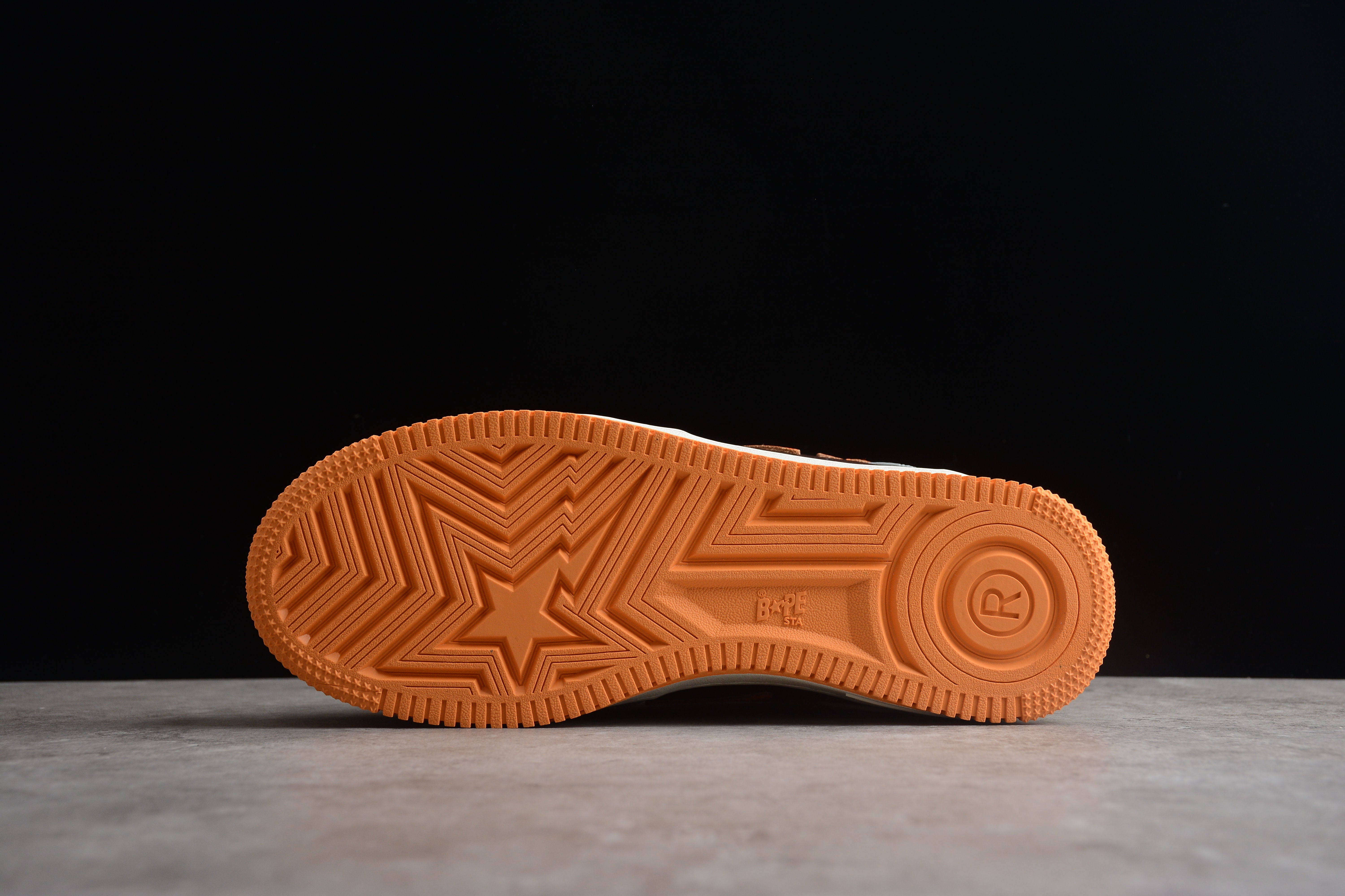 BAPE STA Low-Top Orange and Grey Sneakers - Image 5