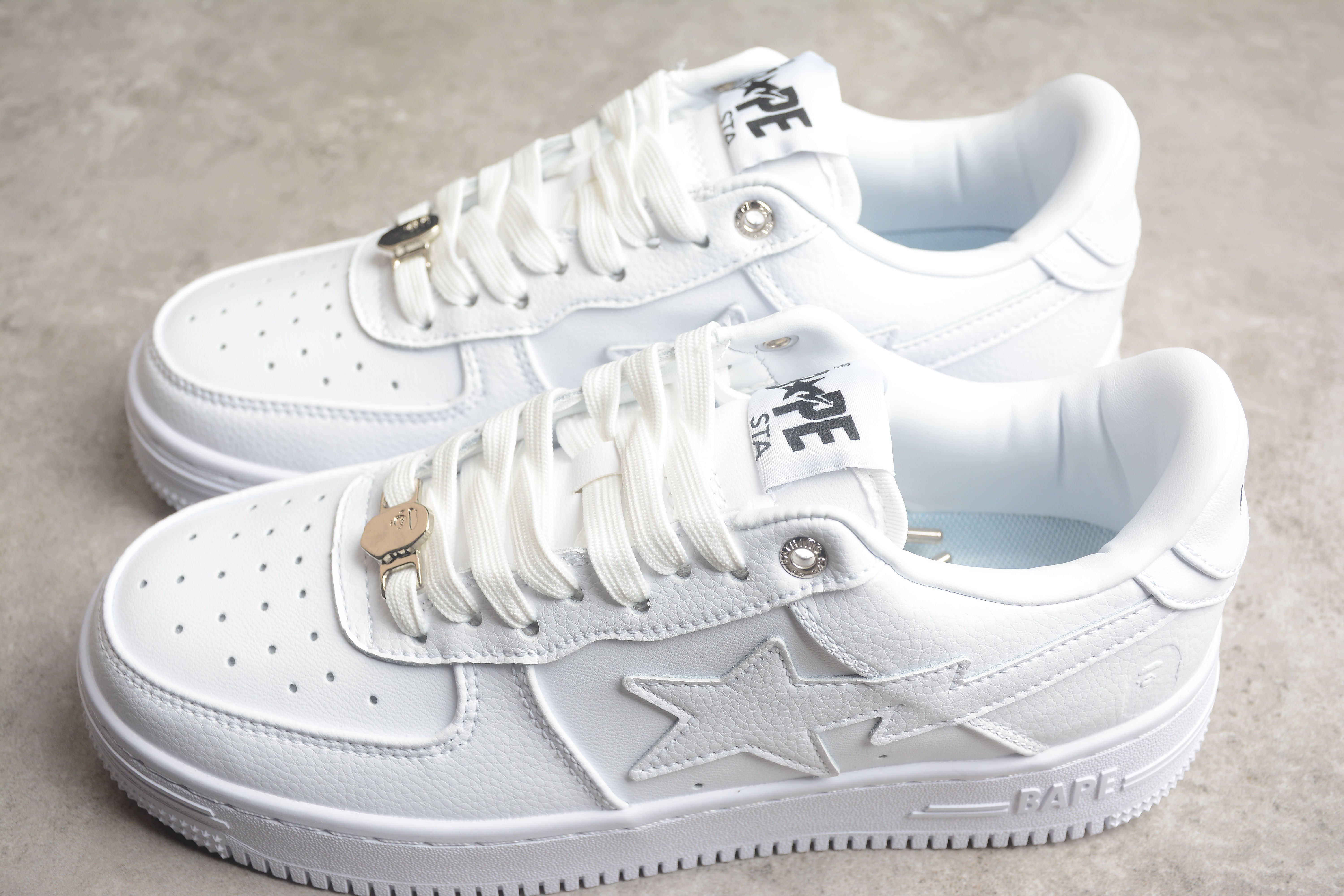 BAPE STA Low-Top Sneakers in All-White - Image 3