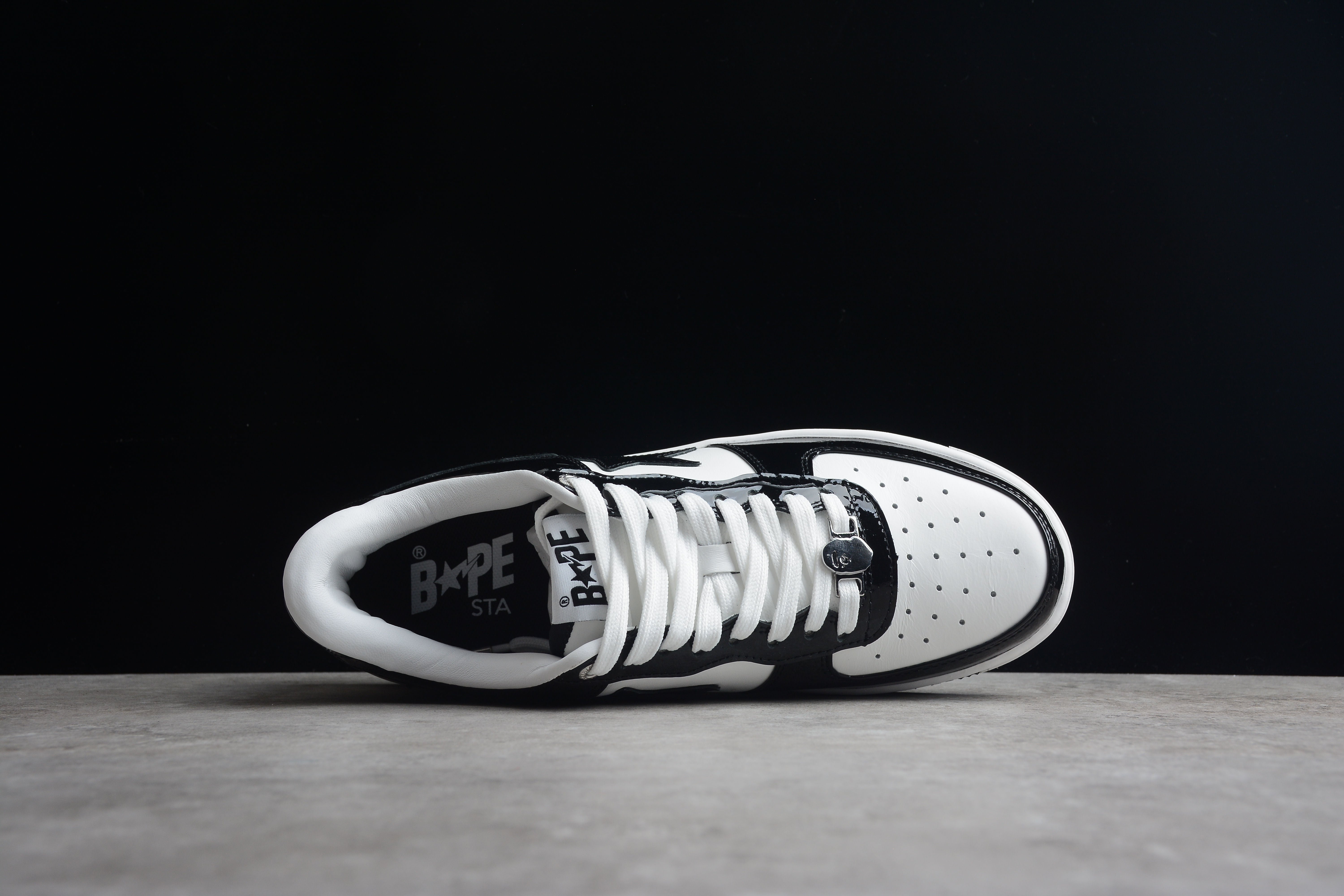 BAPE STA Low-Top Sneakers in Black and White - Image 6