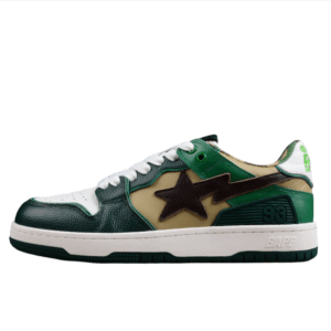 BAPE STA Low-Top Sneakers in Green and Brown