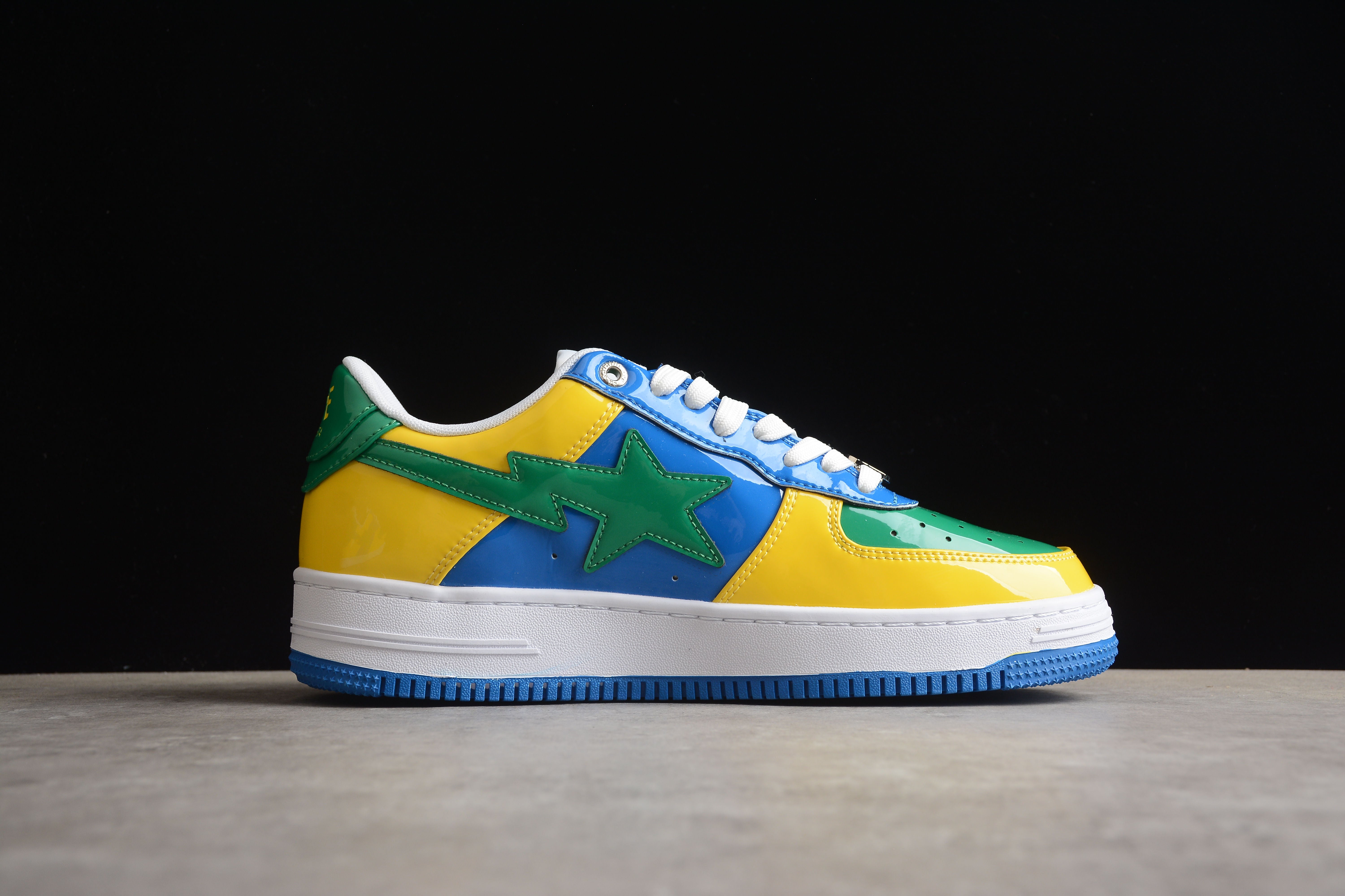BAPE STA Low-Top Sneakers in Green, Blue, and Yellow - Image 6