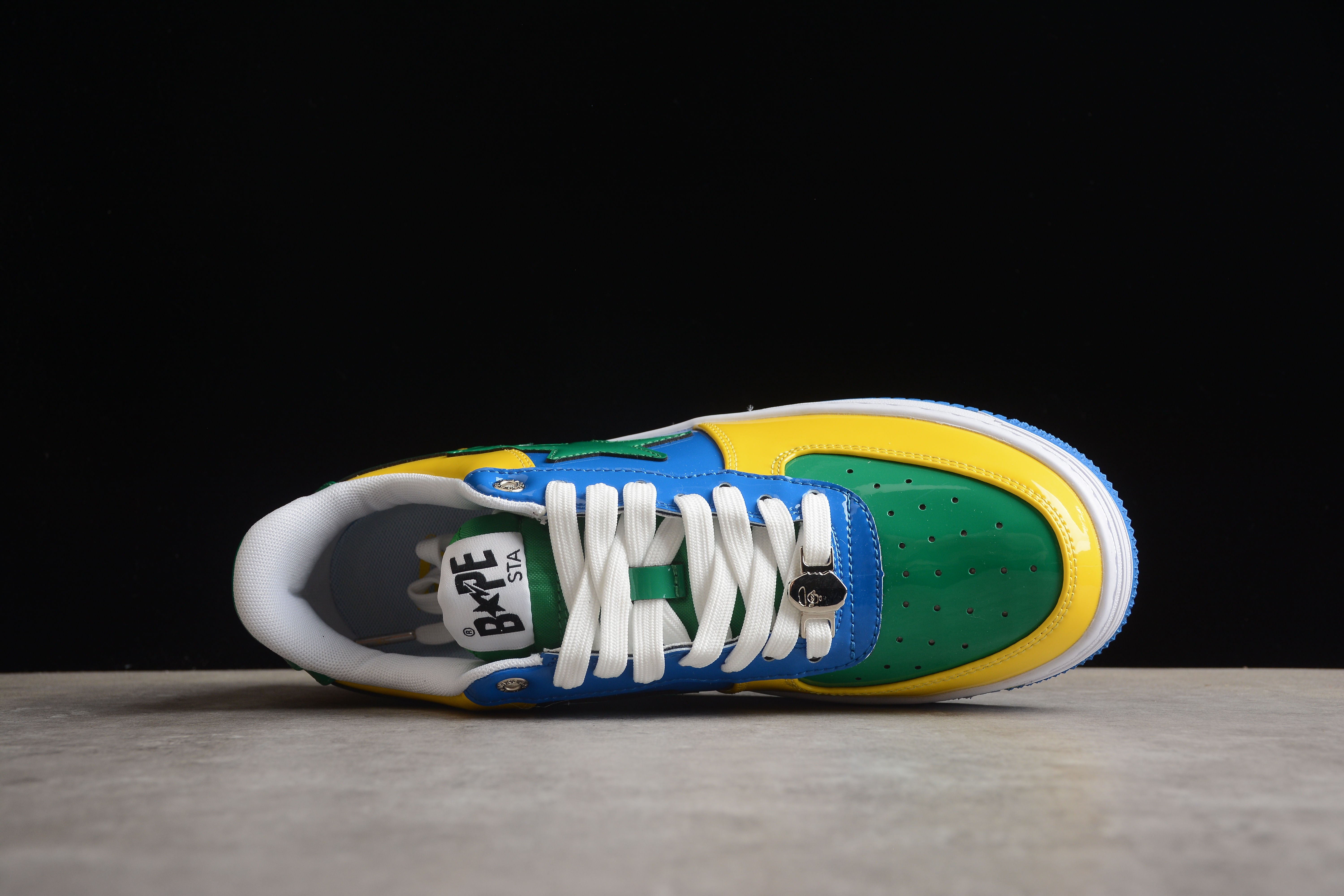 BAPE STA Low-Top Sneakers in Green, Blue, and Yellow - Image 5
