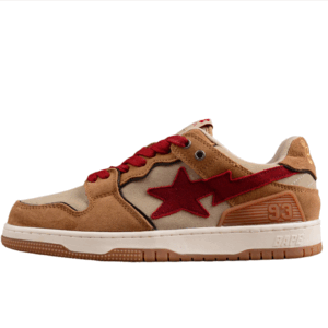 BAPE STA Low-Top Sneakers in Red and Brown