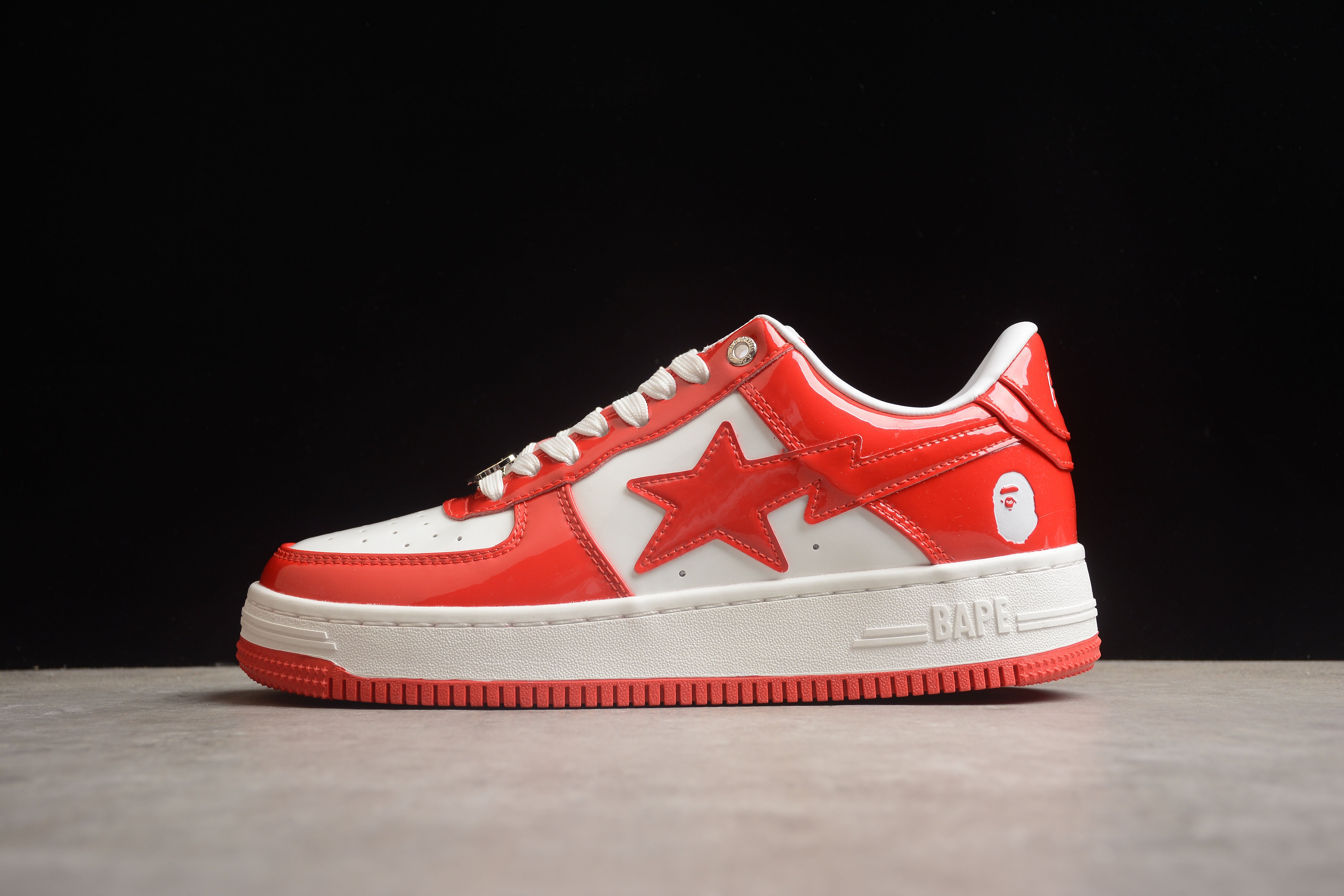 BAPE STA Low-Top Sneakers in Red and White - Image 2