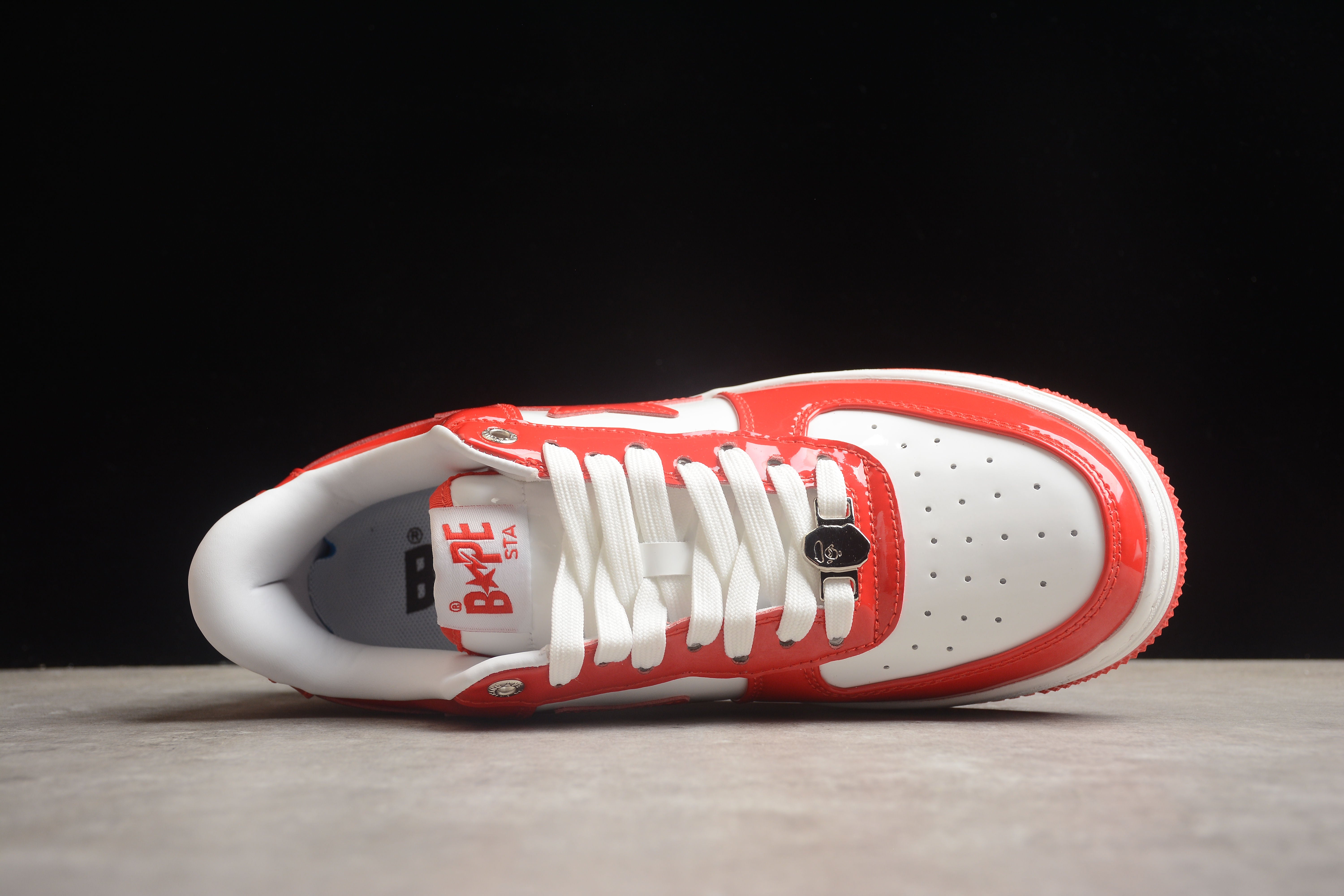 BAPE STA Low-Top Sneakers in Red and White - Image 6