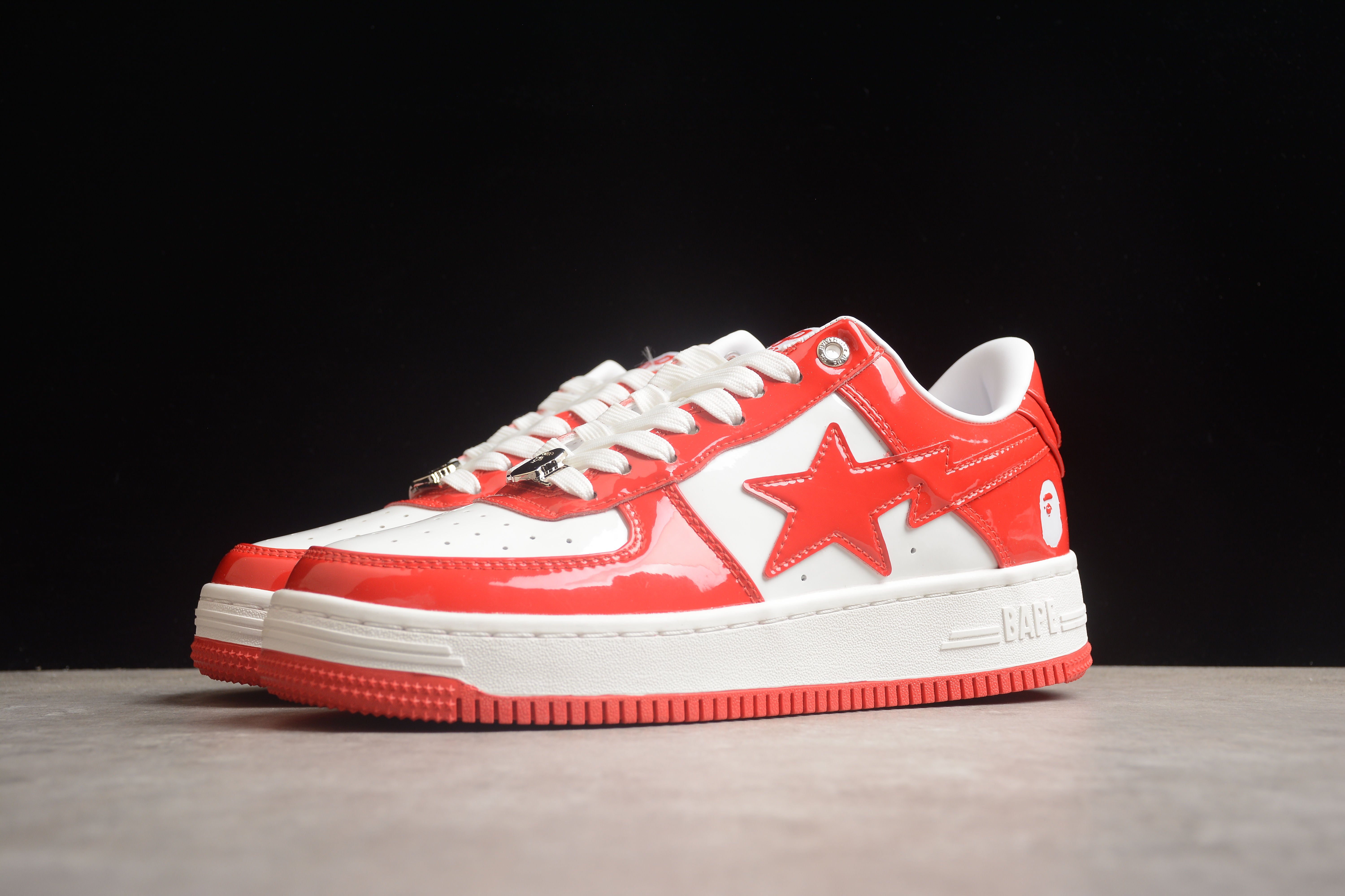 BAPE STA Low-Top Sneakers in Red and White - Image 8