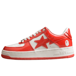 BAPE STA Low-Top Sneakers in Red and White