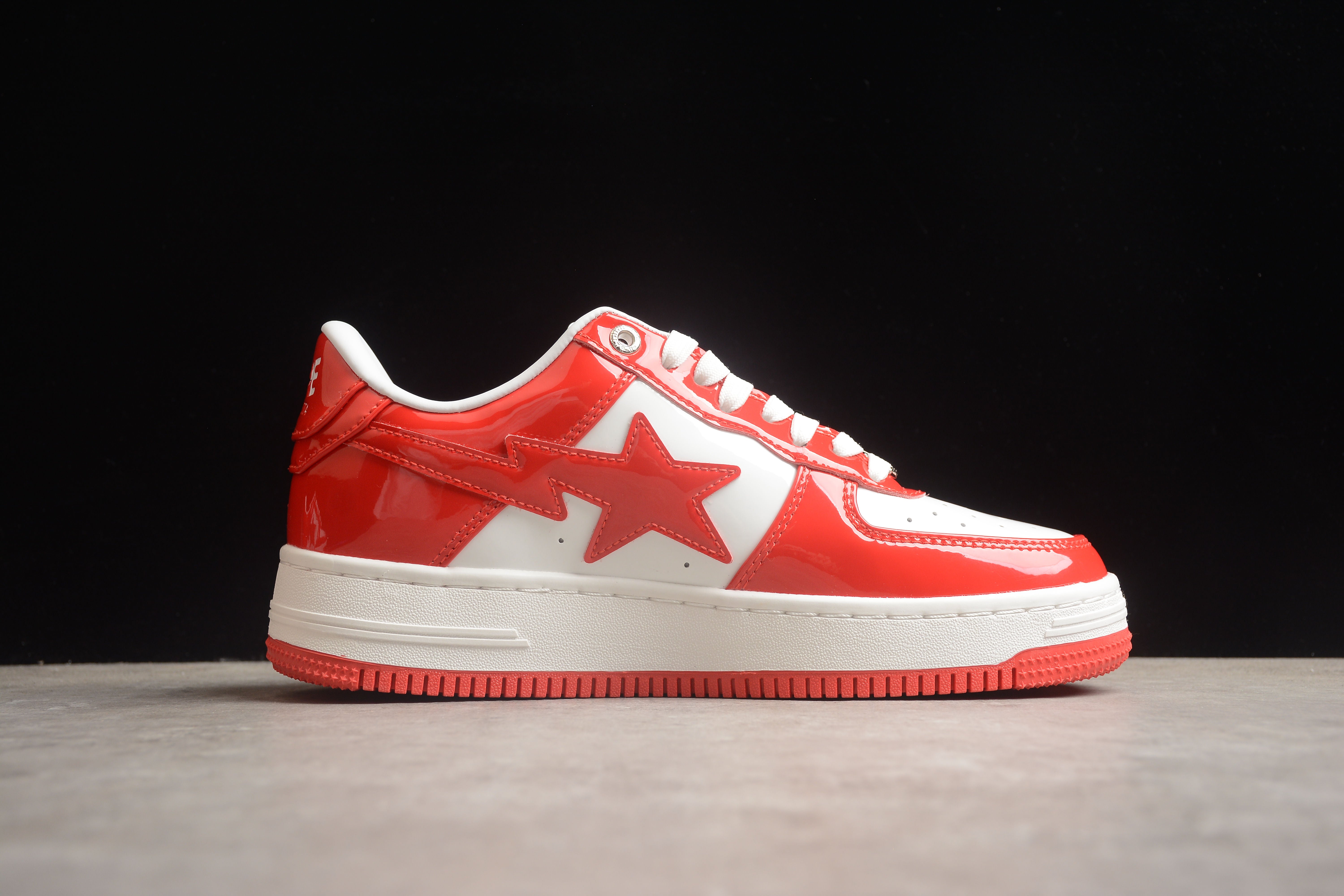 BAPE STA Low-Top Sneakers in Red and White - Image 7
