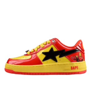 BAPE STA Low-Top Sneakers in Red and Yellow Iron Man Edition