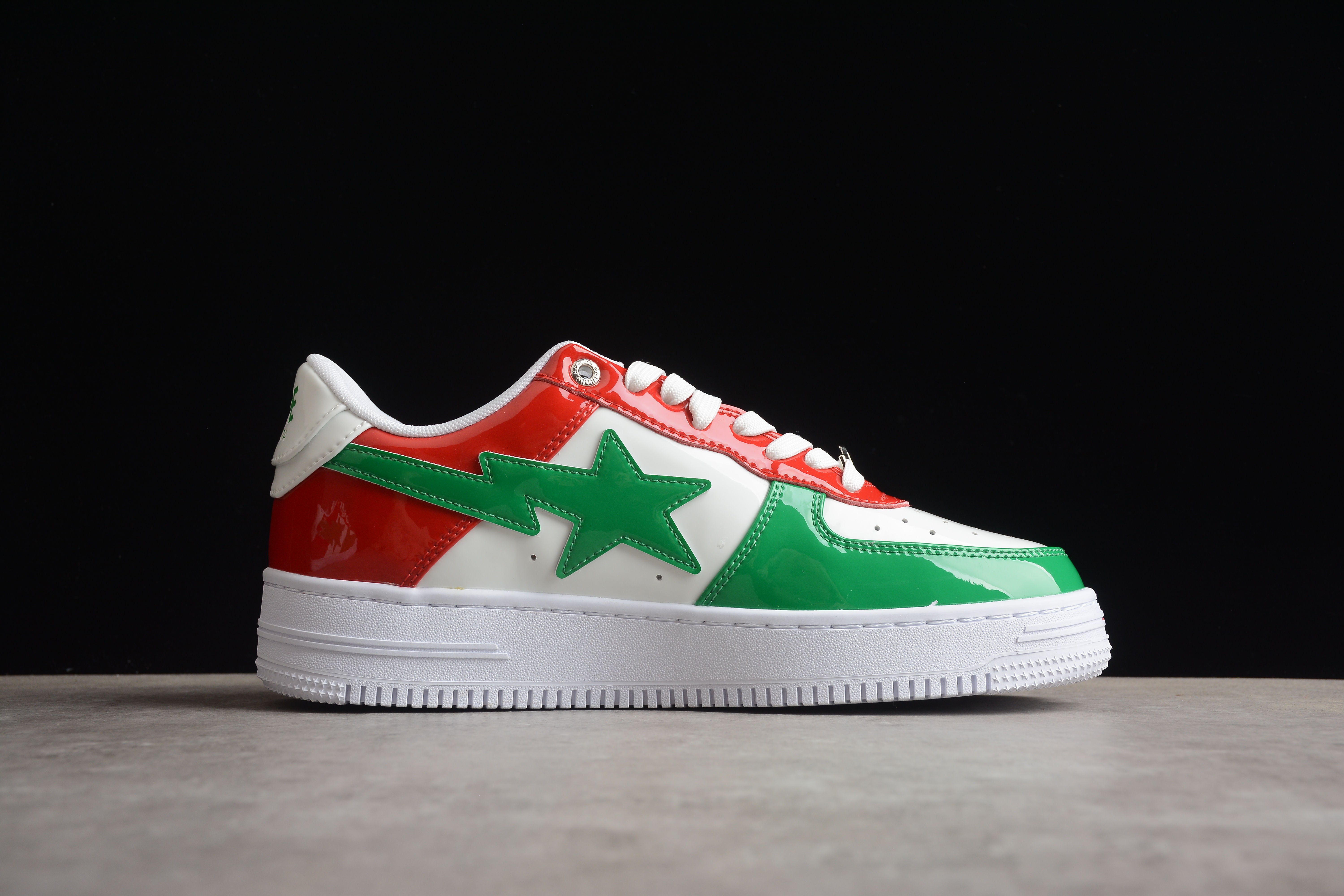 BAPE STA Low-Top Sneakers in Red, Green, and White - Image 7