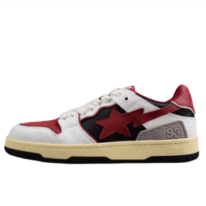 BAPE STA Low Top Sneakers in Red, White, and Black