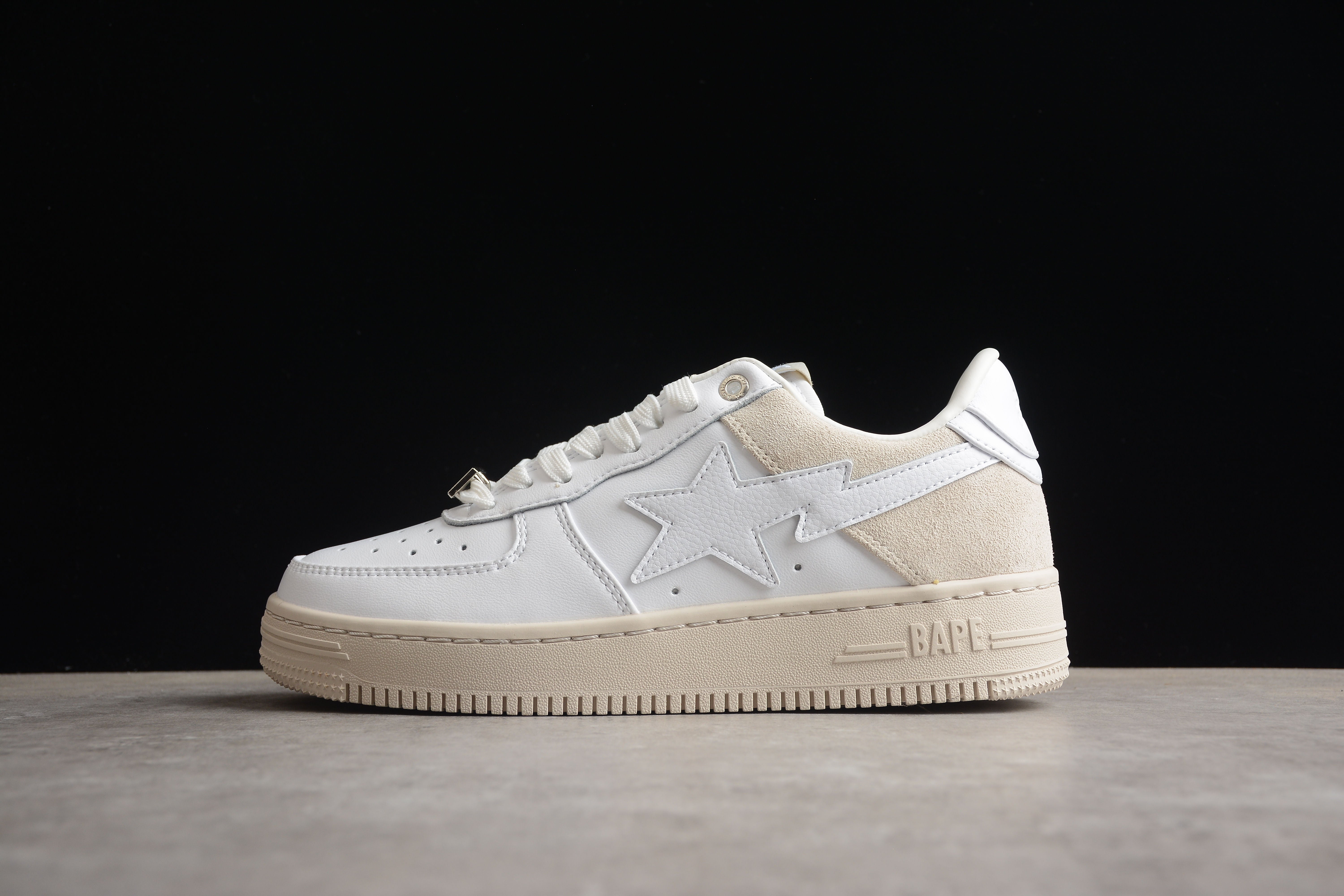 BAPE STA Low-Top Sneakers in White and Cream - Image 2