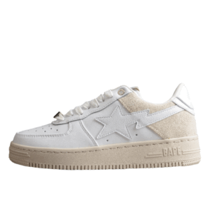 BAPE STA Low-Top Sneakers in White and Cream