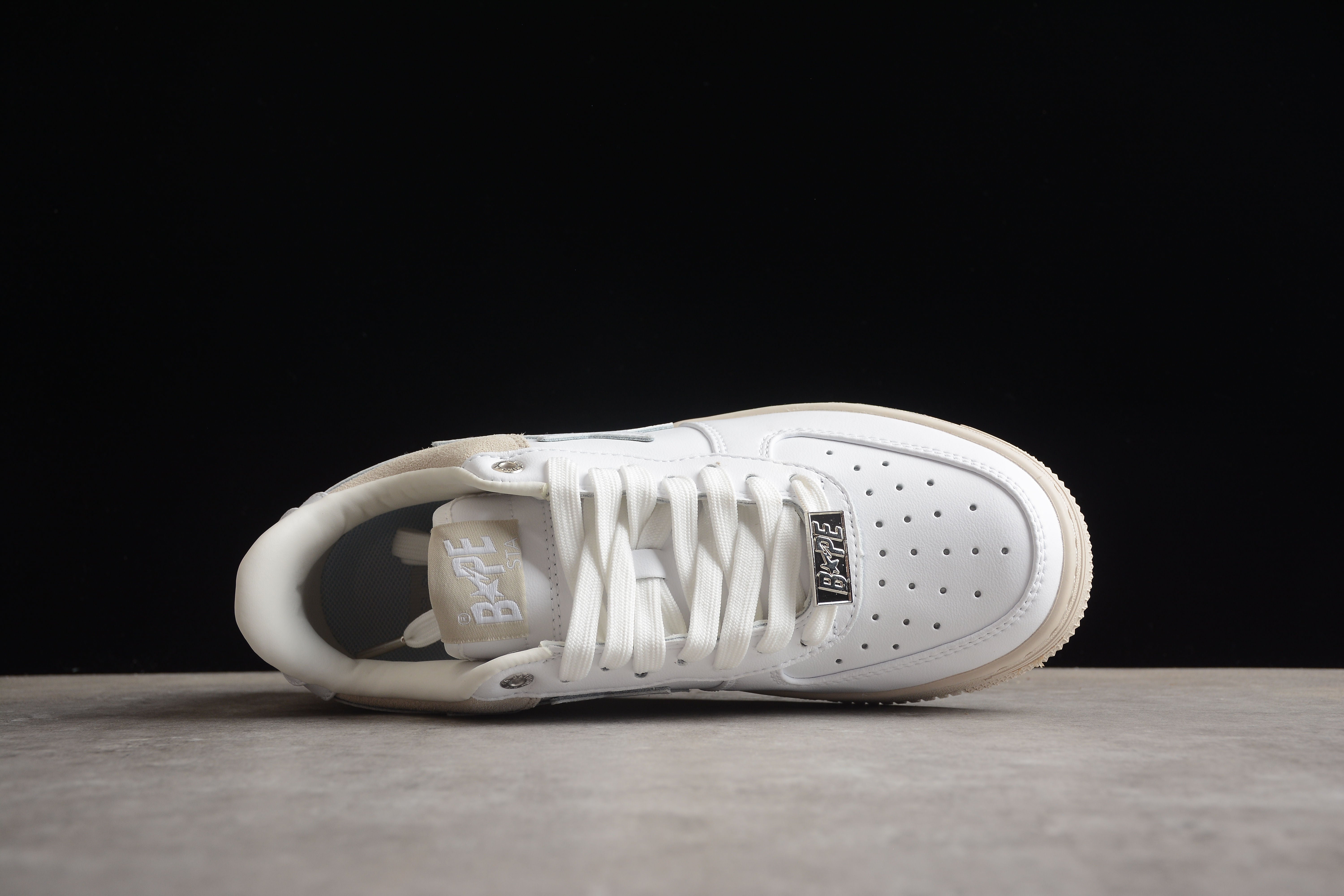 BAPE STA Low-Top Sneakers in White and Cream - Image 6