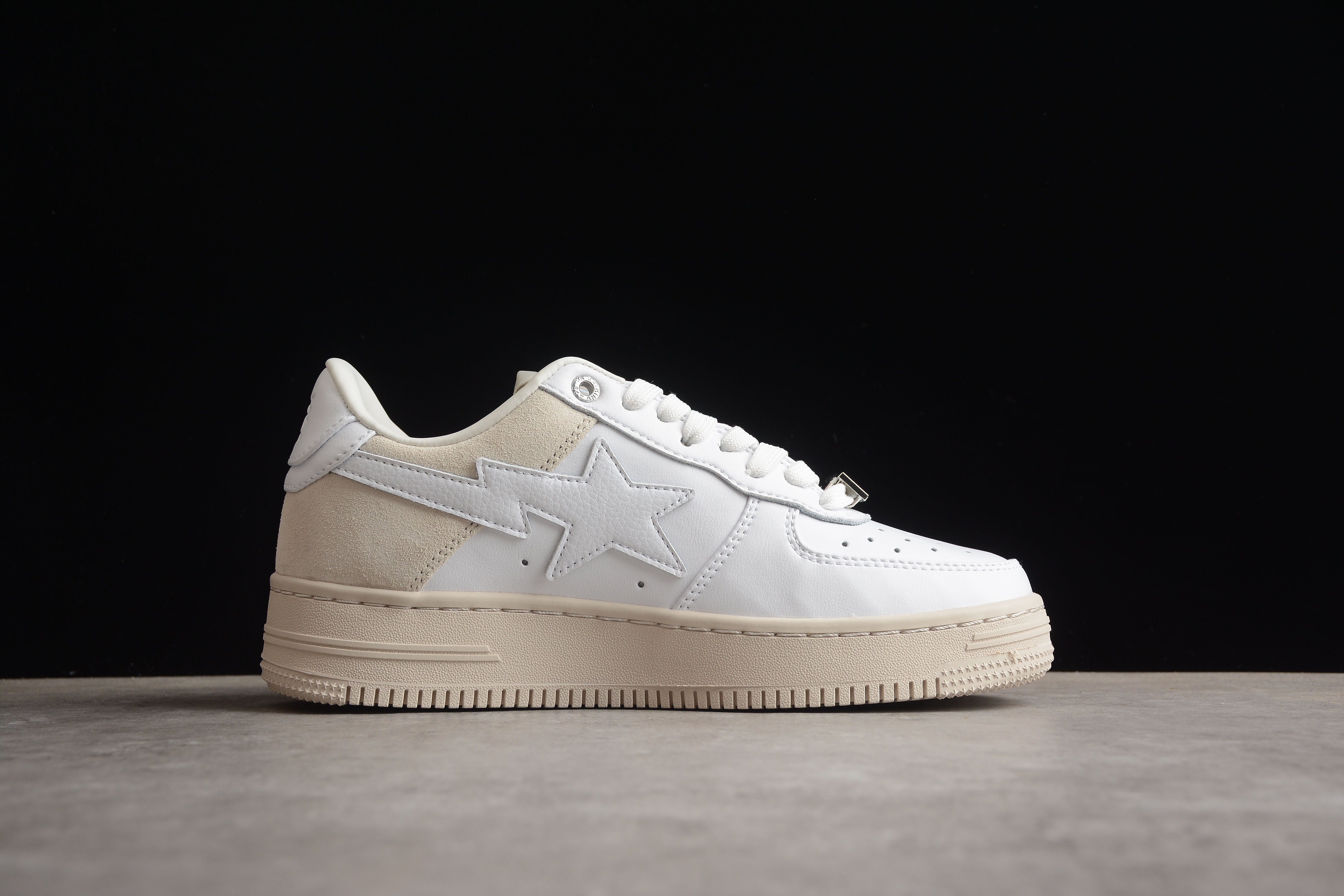 BAPE STA Low-Top Sneakers in White and Cream - Image 7