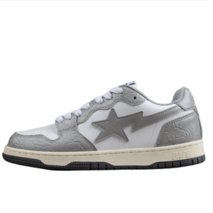 BAPE STA Low-Top Sneakers in White and Gray