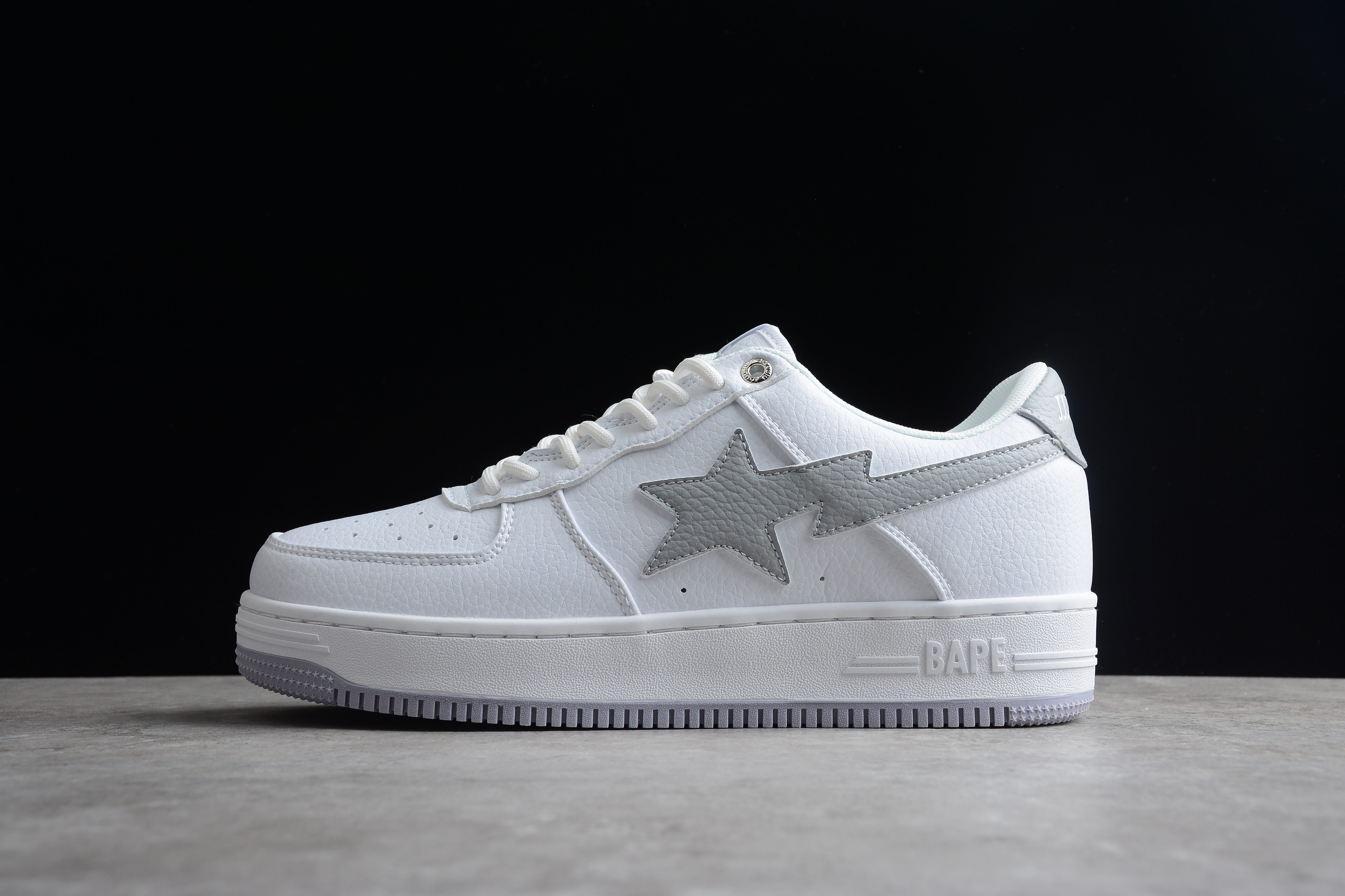 BAPE STA Low-Top Sneakers in White and Gray - Image 2