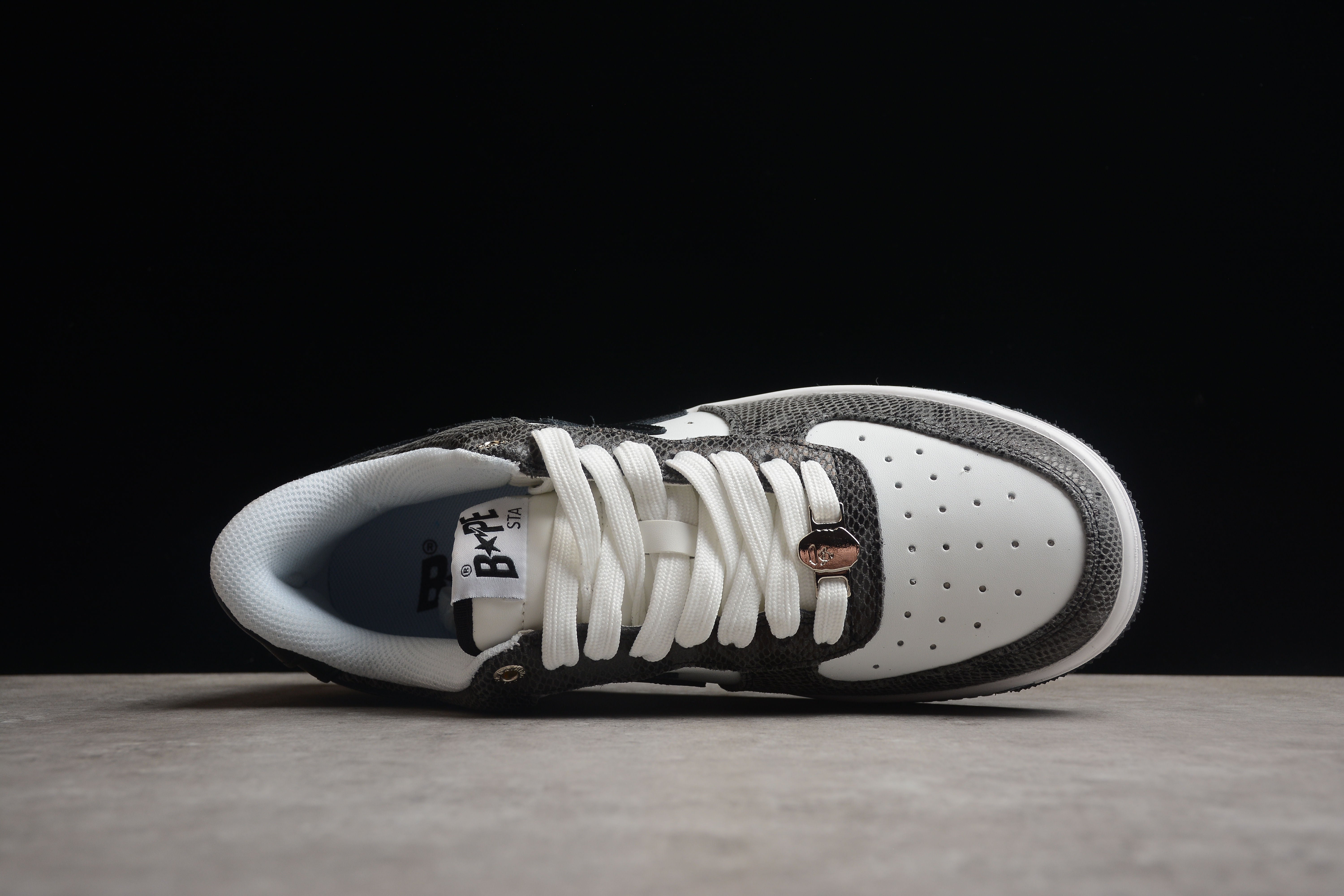 BAPE STA Low-Top Sneakers with Black Snakeskin Pattern - Image 6