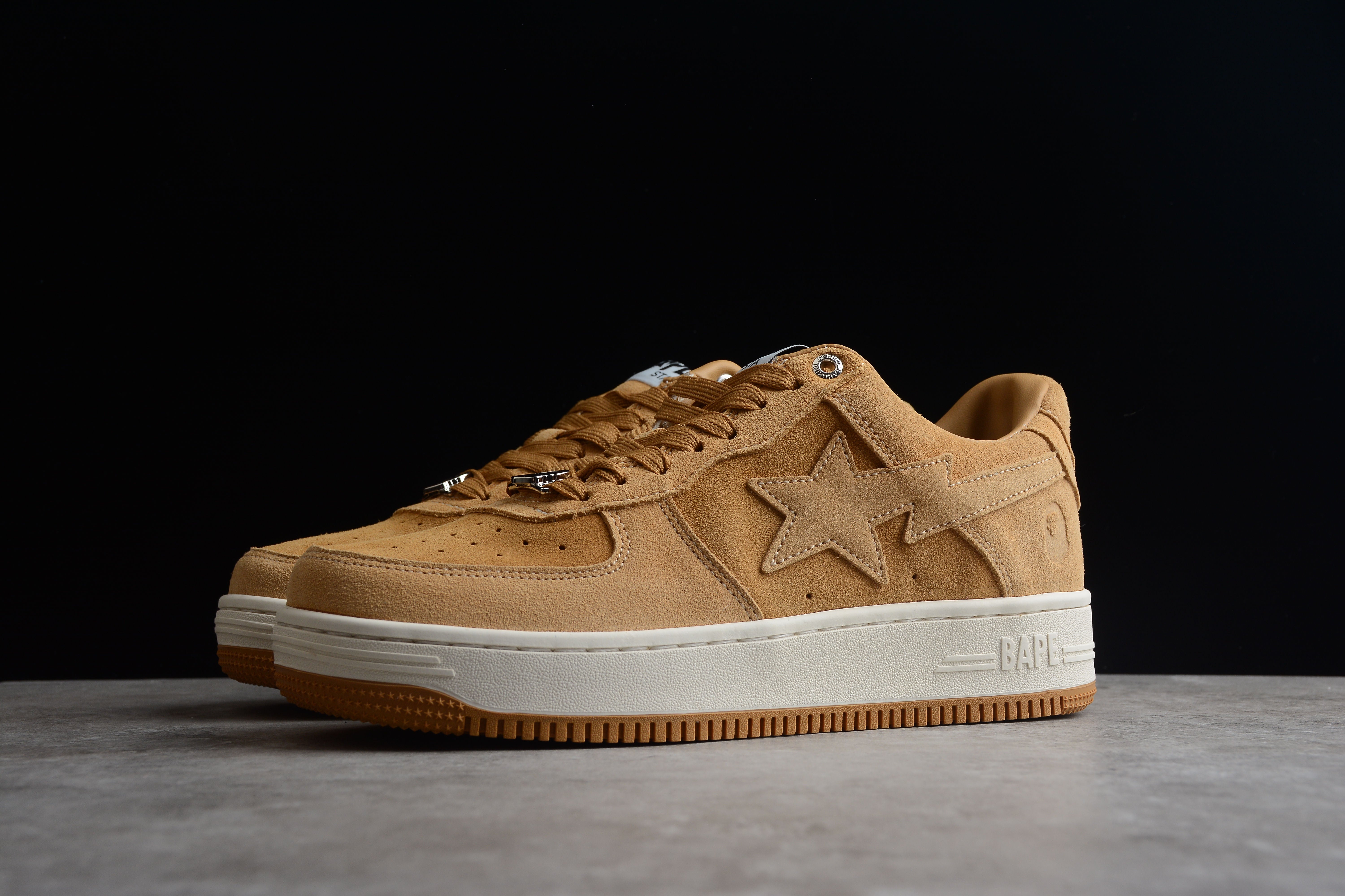 BAPE STA Low-Top Tan Suede Sneakers - Image 8