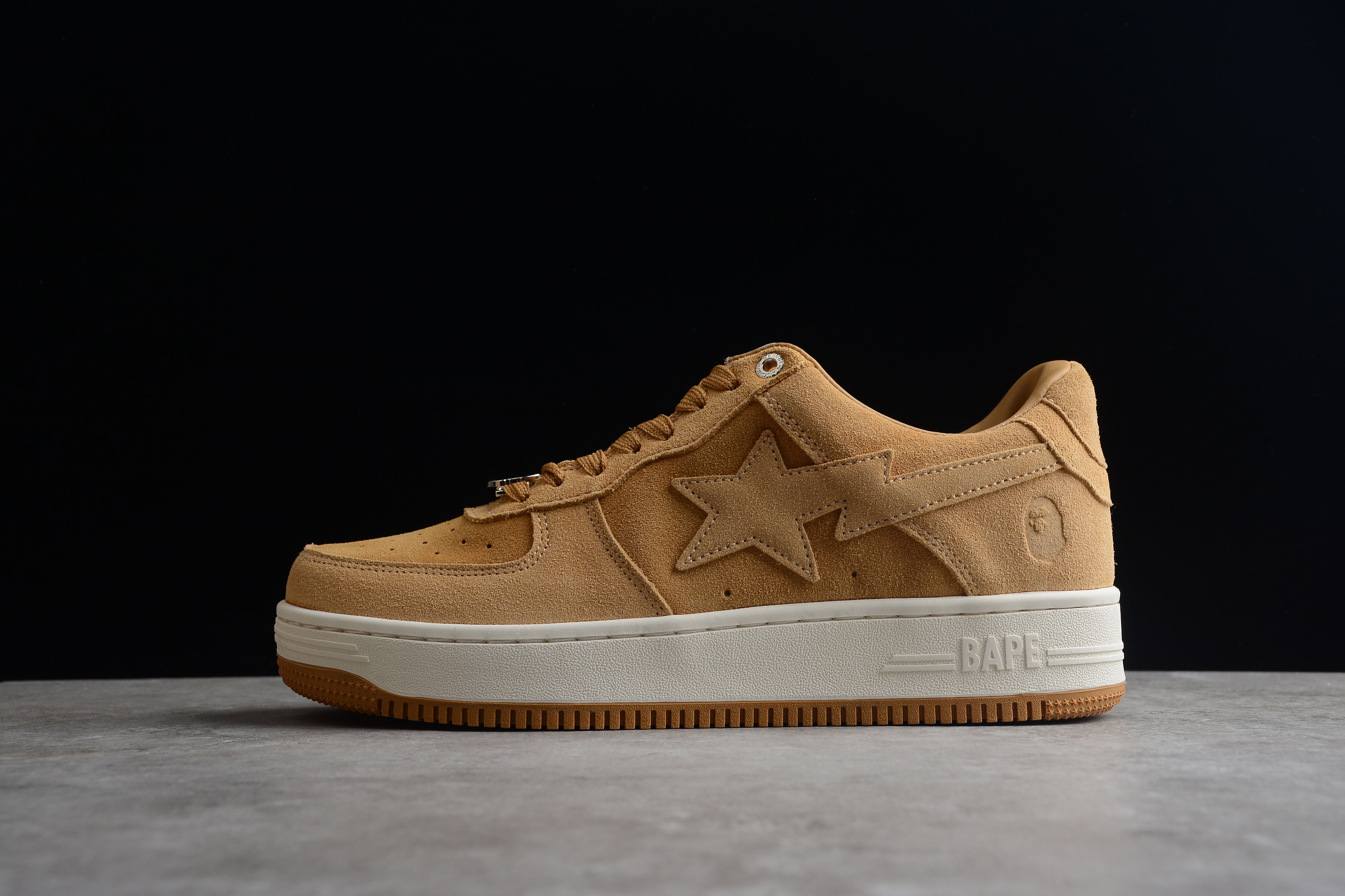 BAPE STA Low-Top Tan Suede Sneakers - Image 2