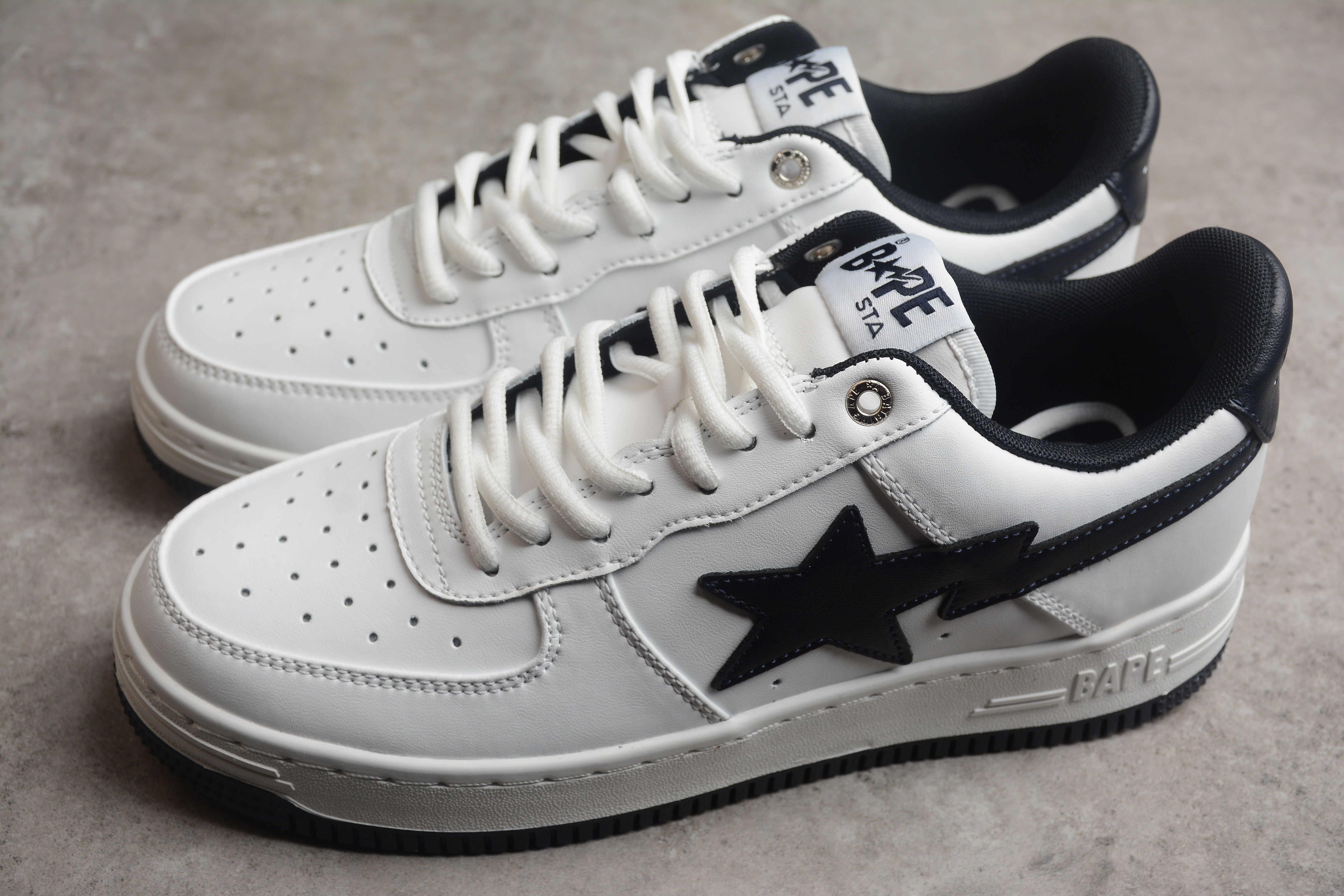 BAPE STA Low-Top White and Black Sneakers - Image 3