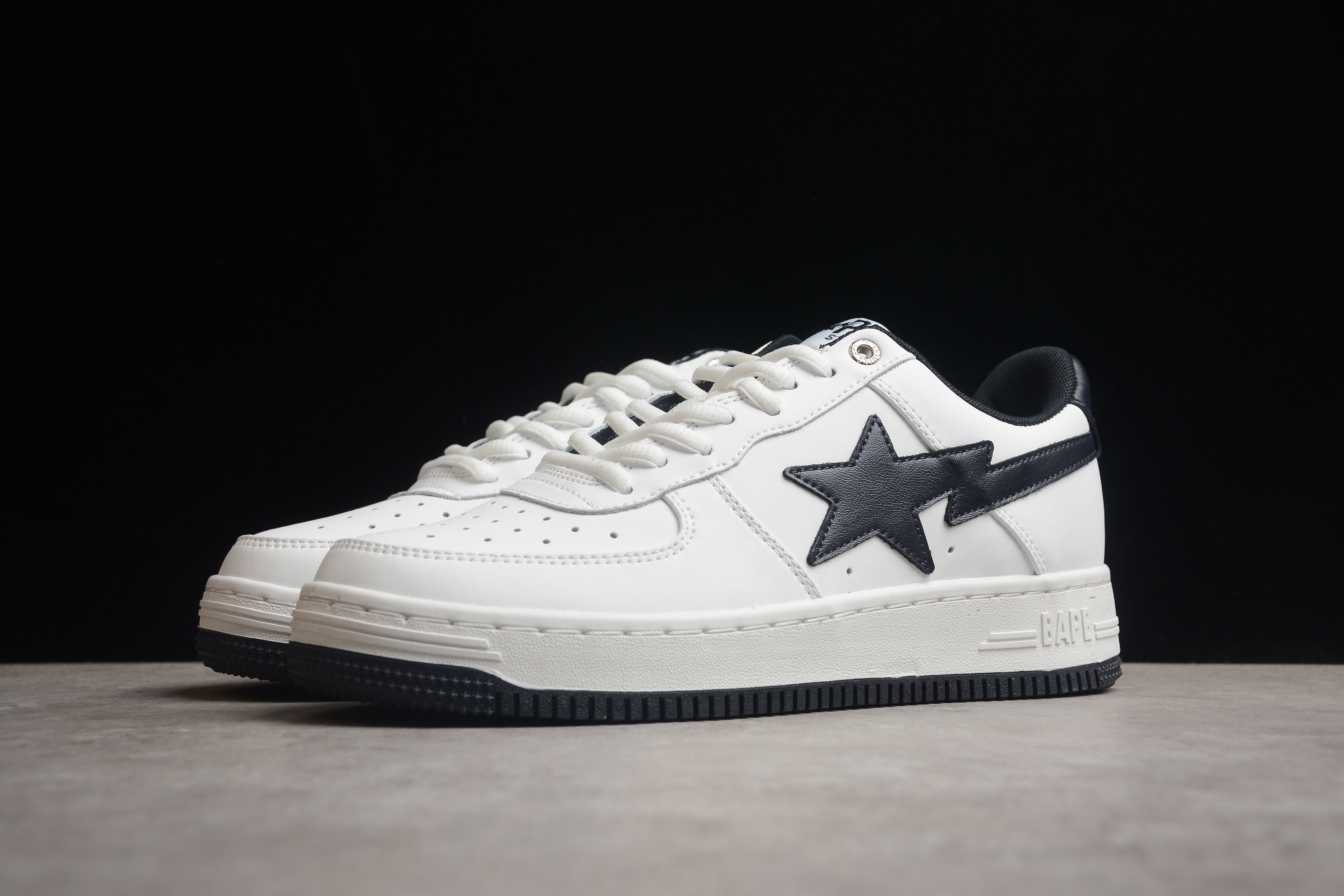 BAPE STA Low-Top White and Black Sneakers - Image 8