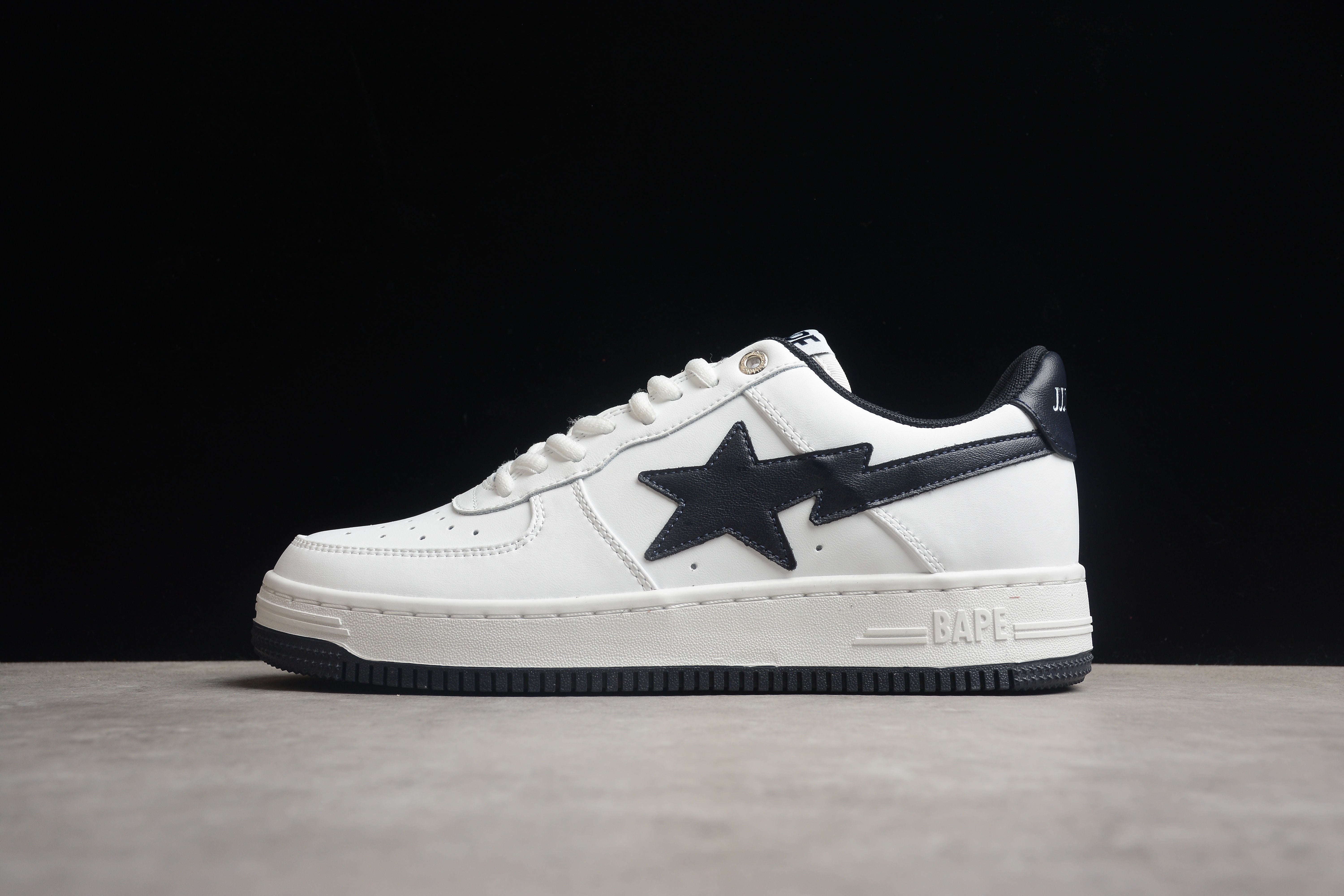 BAPE STA Low-Top White and Black Sneakers - Image 2