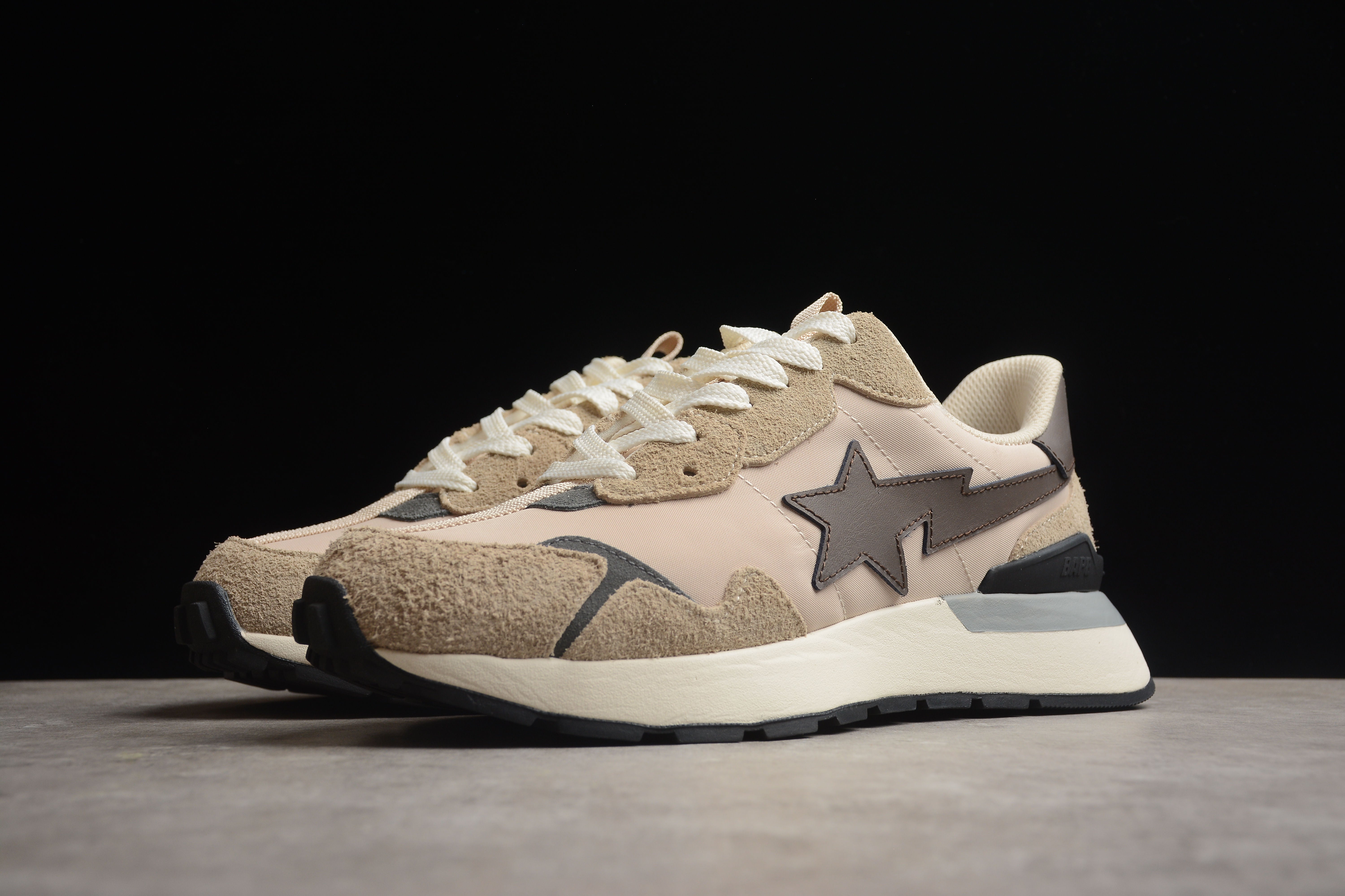 BAPE STA Retro Runner Beige and Brown Sneakers - Image 8