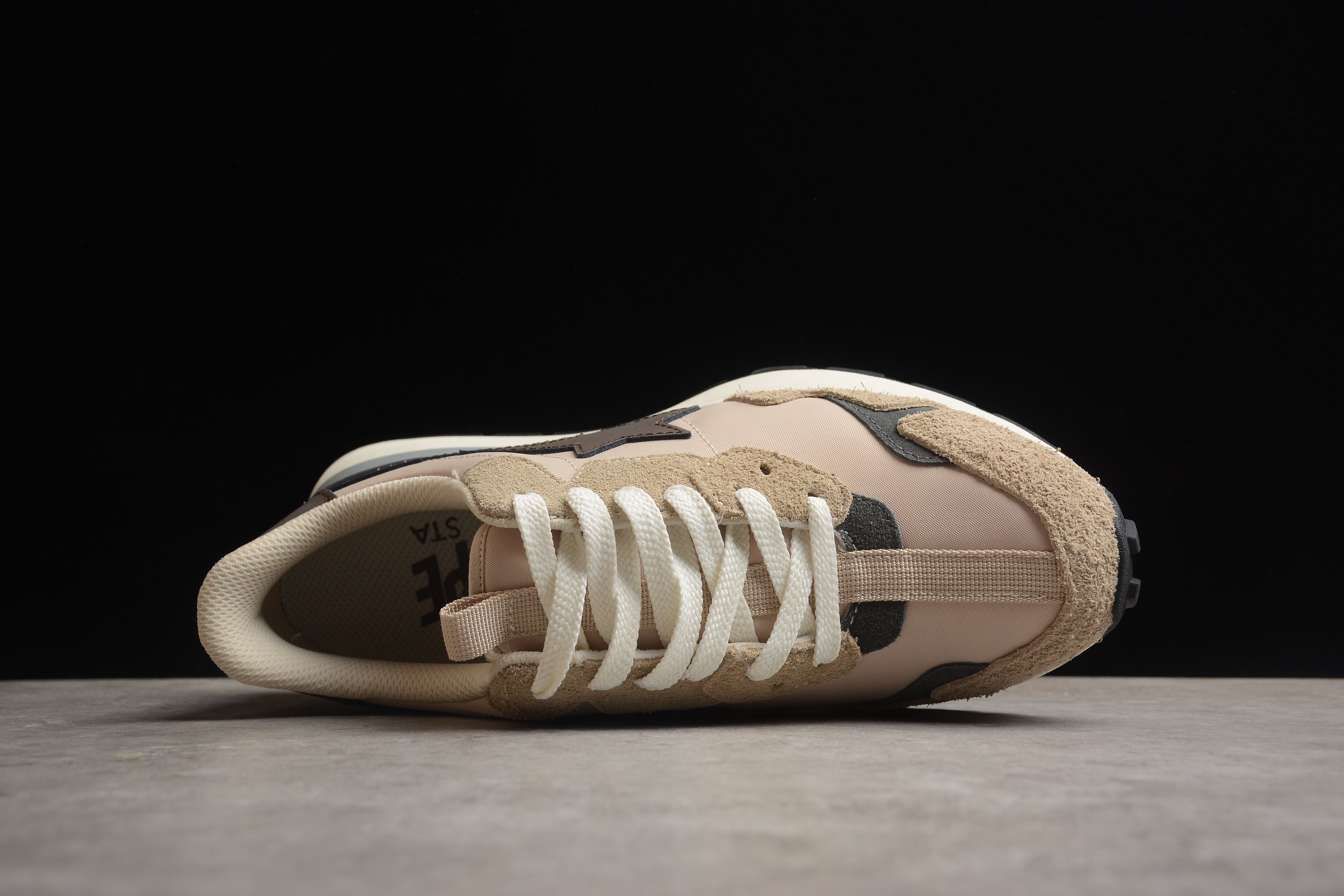 BAPE STA Retro Runner Beige and Brown Sneakers - Image 6