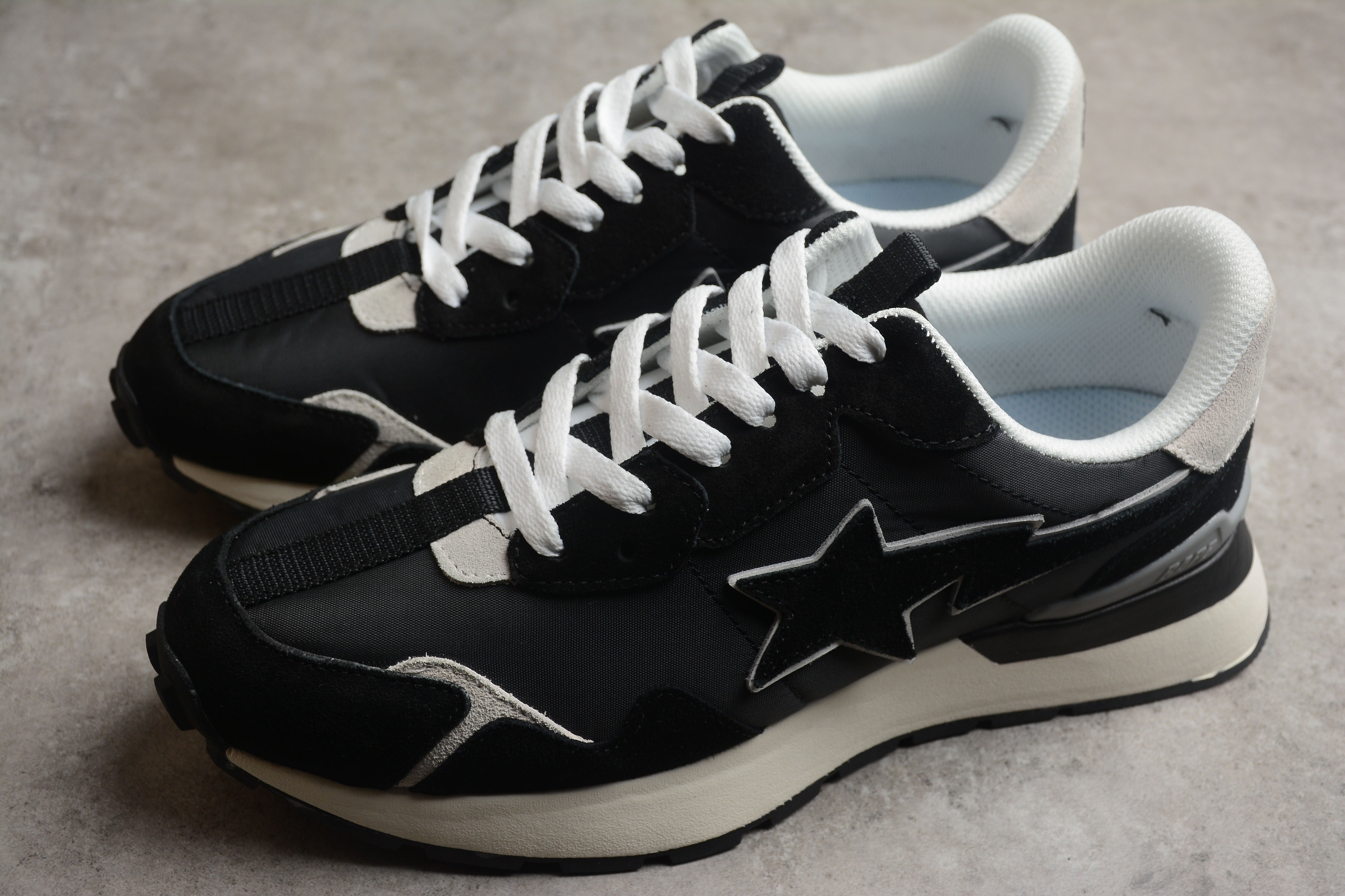 BAPE STA Retro Runner Black and White Sneakers - Image 3