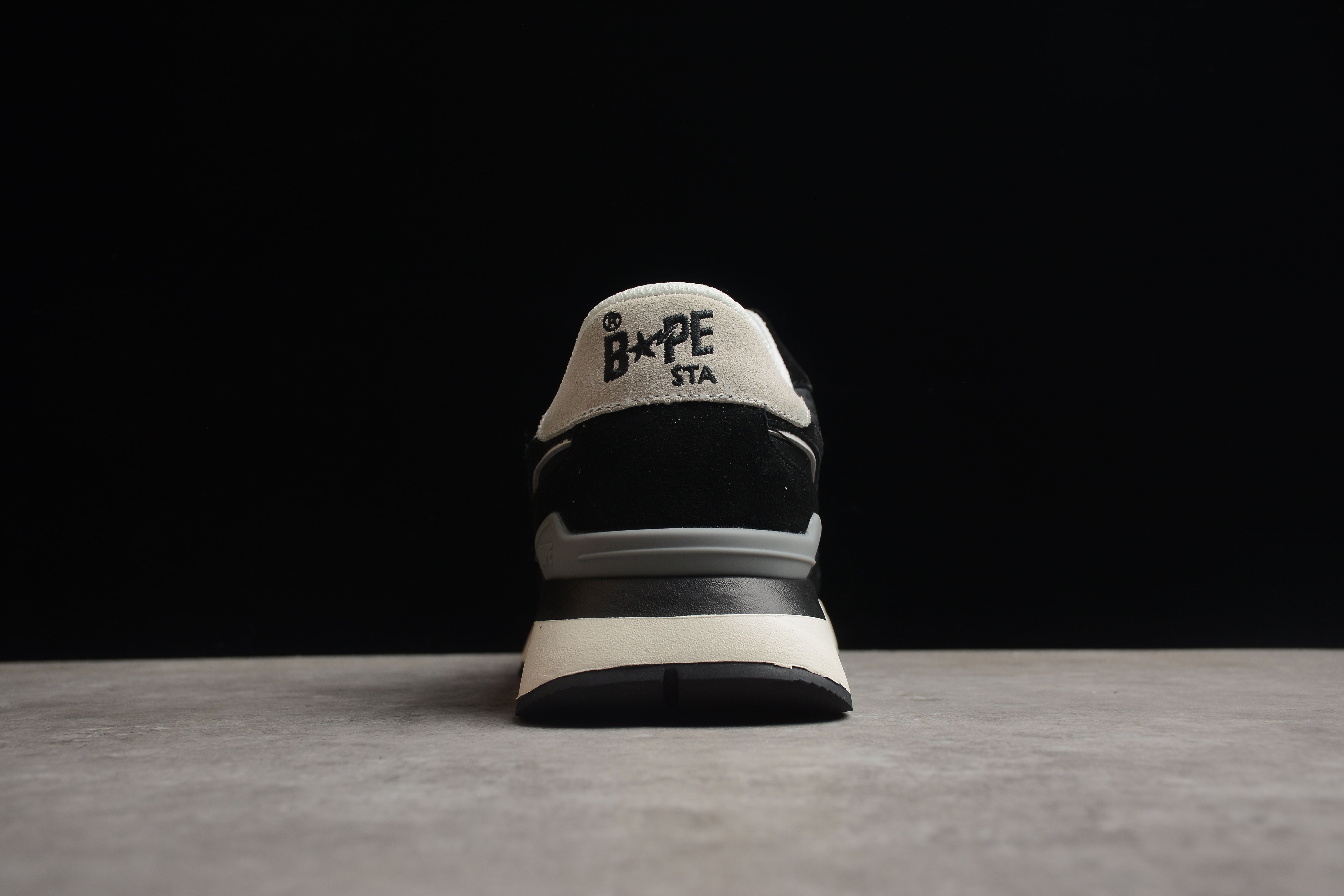 BAPE STA Retro Runner Black and White Sneakers - Image 4
