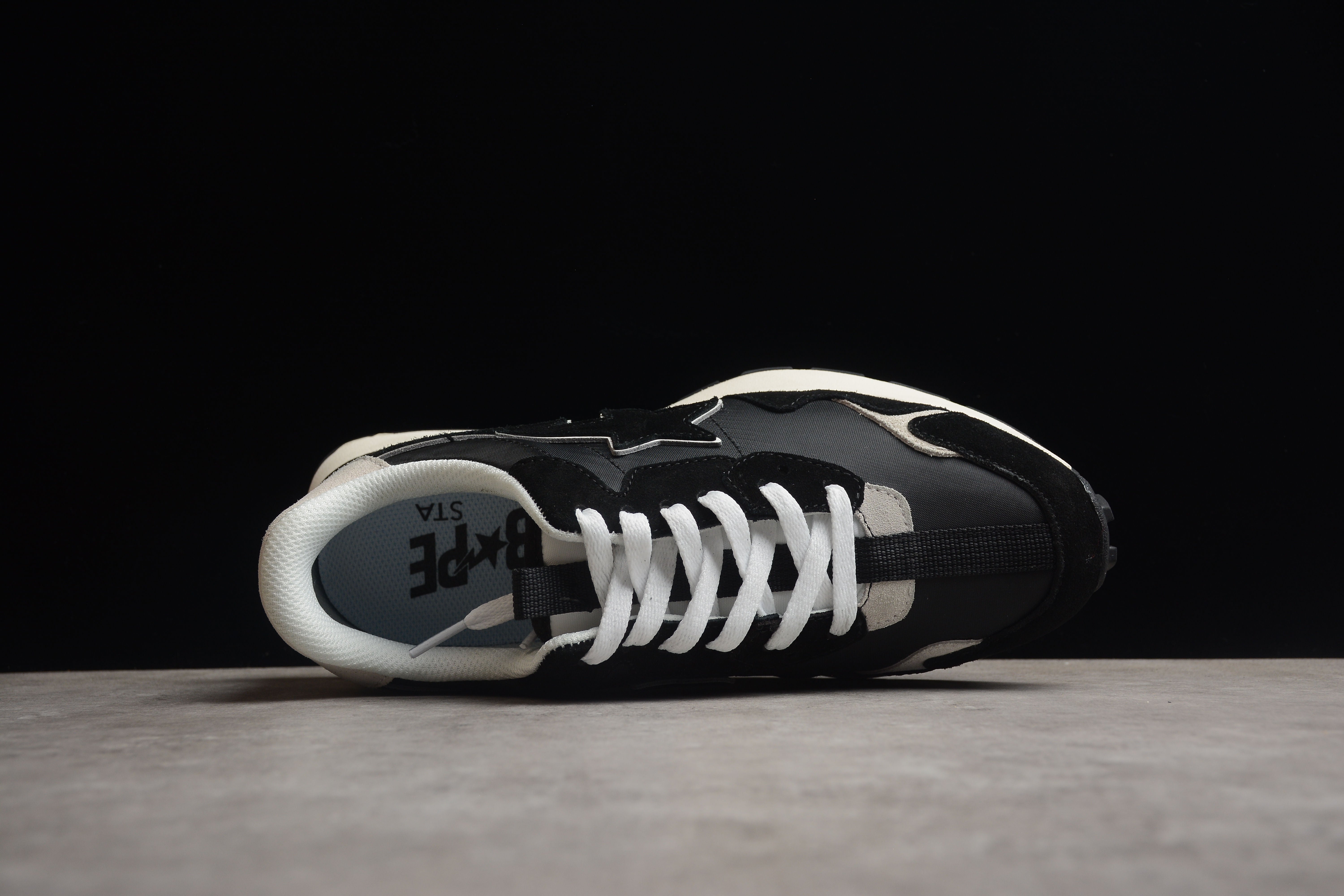 BAPE STA Retro Runner Black and White Sneakers - Image 6