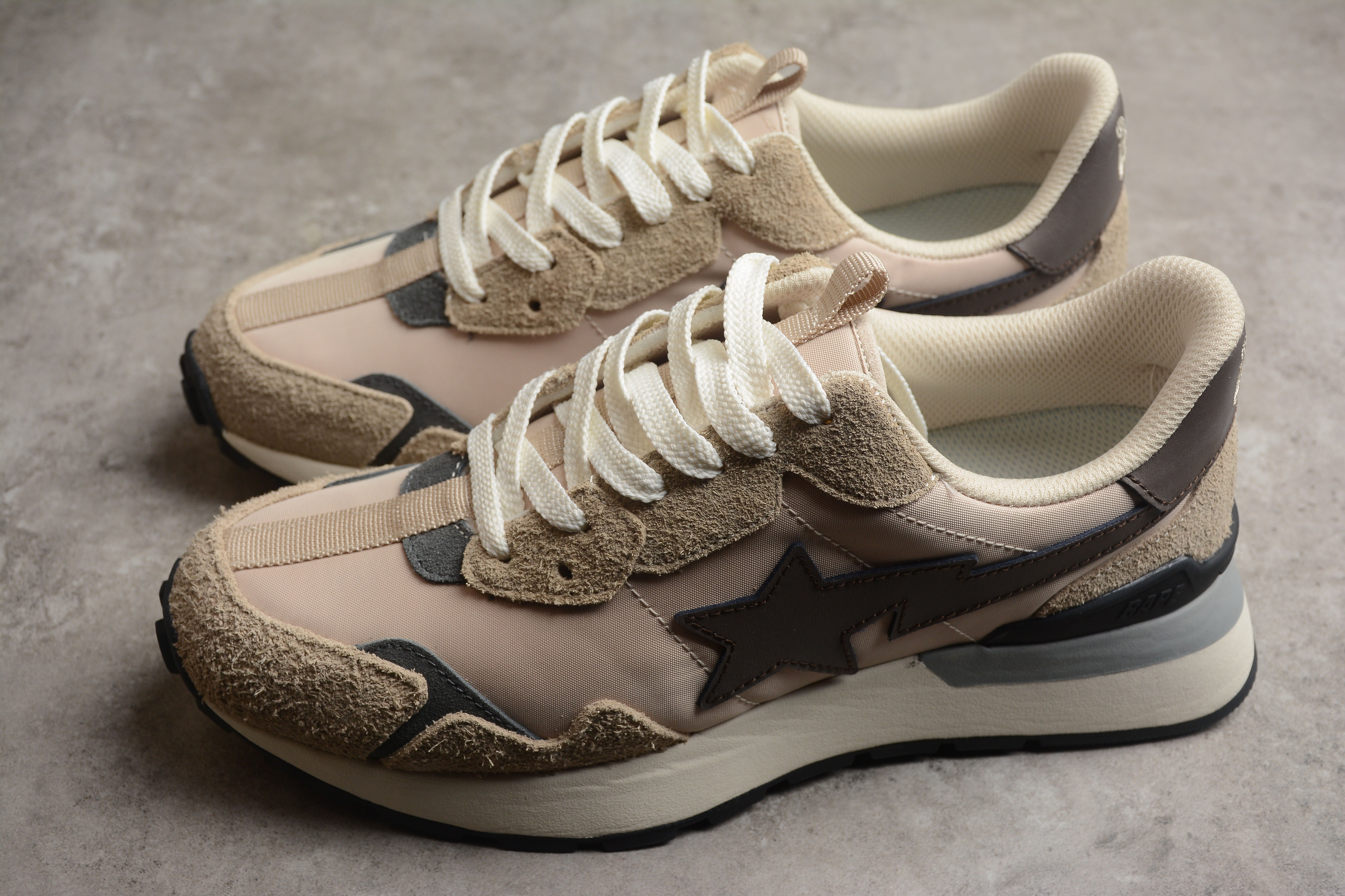 BAPE STA Runner Sneakers in Beige and Brown - Image 3