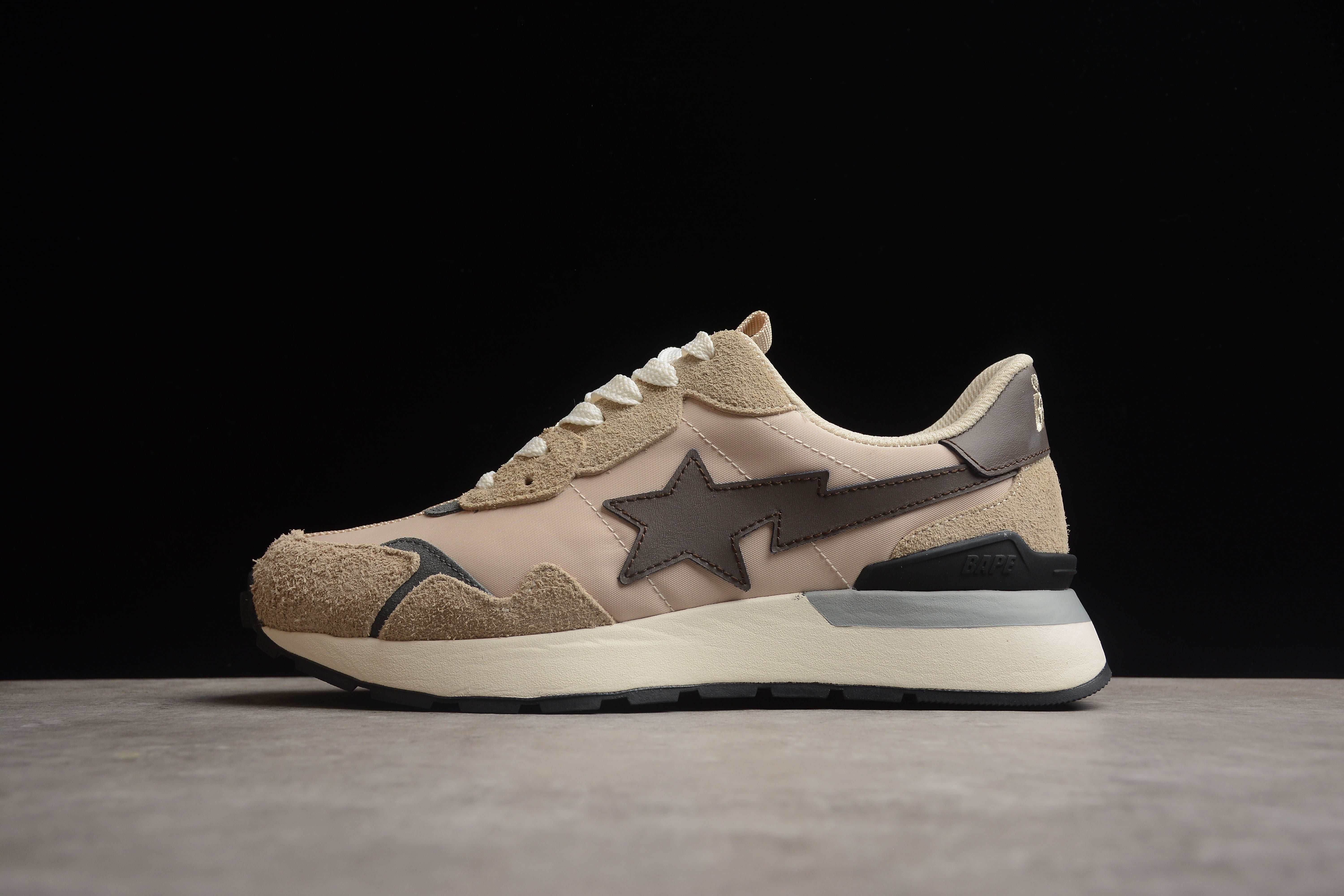 BAPE STA Runner Sneakers in Beige and Brown - Image 2