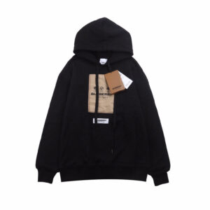Burberry Black Hoodie with Logo Patch