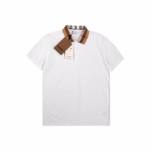 Burberry Check Collar Polo - White