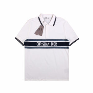 Christian Dior "Striped Logo" Polo Shirt