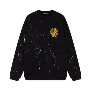 CHROME HEARTS PAINT DRIP YELLOW CROSS SWEATSHIRT BLACK