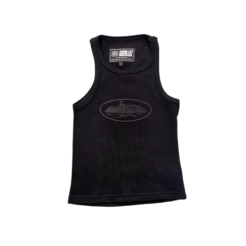 CORTEIZ RTW OG WOMEN'S ALCATRAZ TANK TOP BLACK ON BLACK