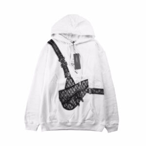 Dior White Hoodie with Bag Design
